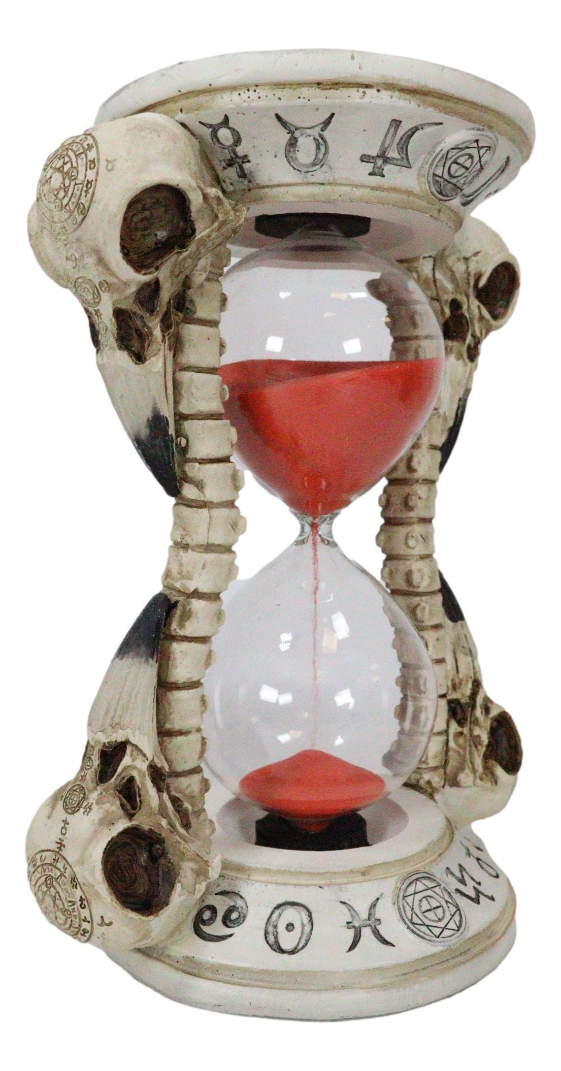 Ebros Gothic Alchemy Symbols Plague Doctor Raven Skull Sand Timer - Decorative Macabre Hourglass with Skeleton Spine Bones - Perfect for Halloween Decor, Gothic Home Accent & Dark Academia Aesthetics
