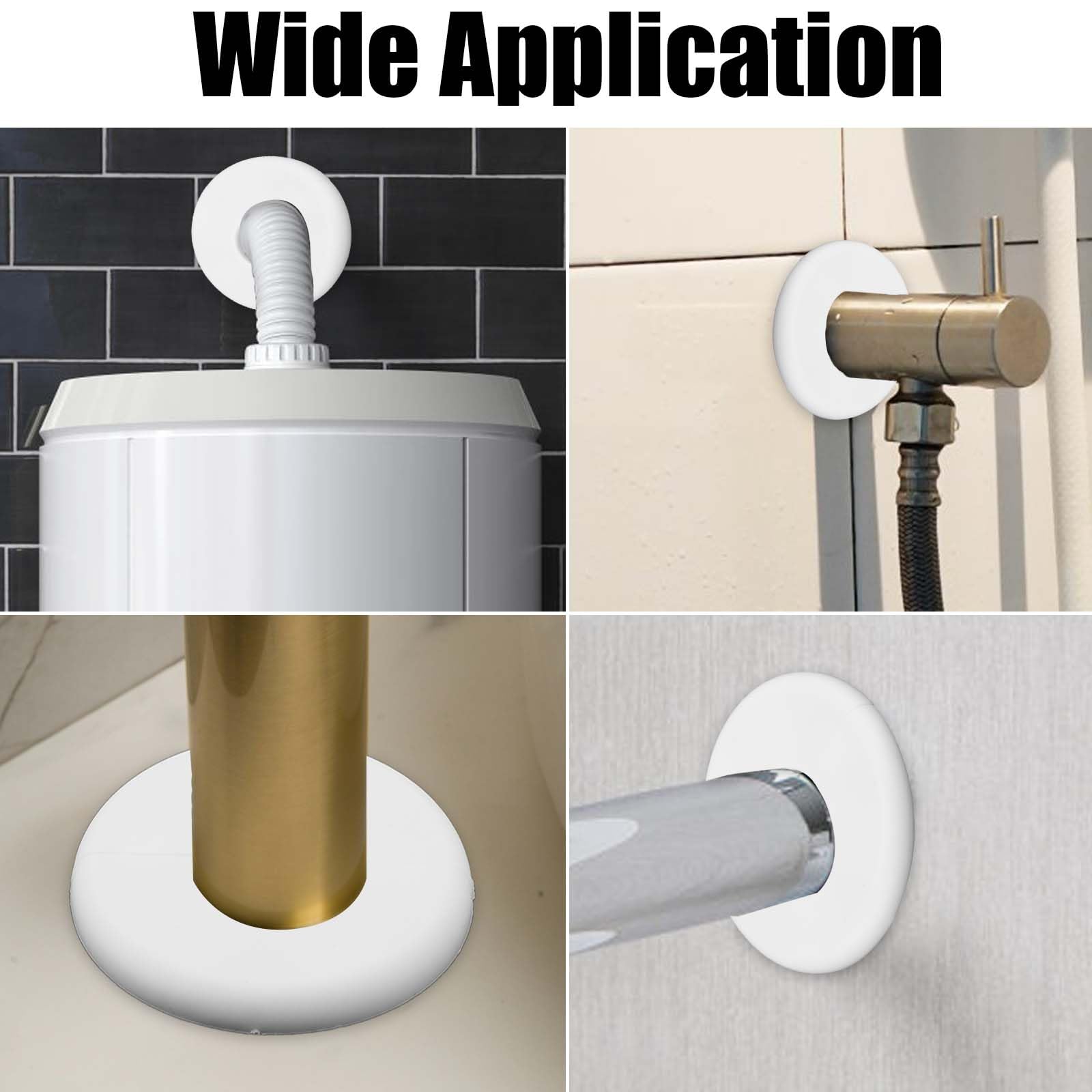 2-Pack 29mm Round Wall Split Flange - ABS Self-Adhesive Faucet Escutcheon Plate with Buckle Design - White Plumbing Cover for Bathroom, Kitchen & Toilet Pipes - Perfect for Leak Protection & Pipe Decoration
