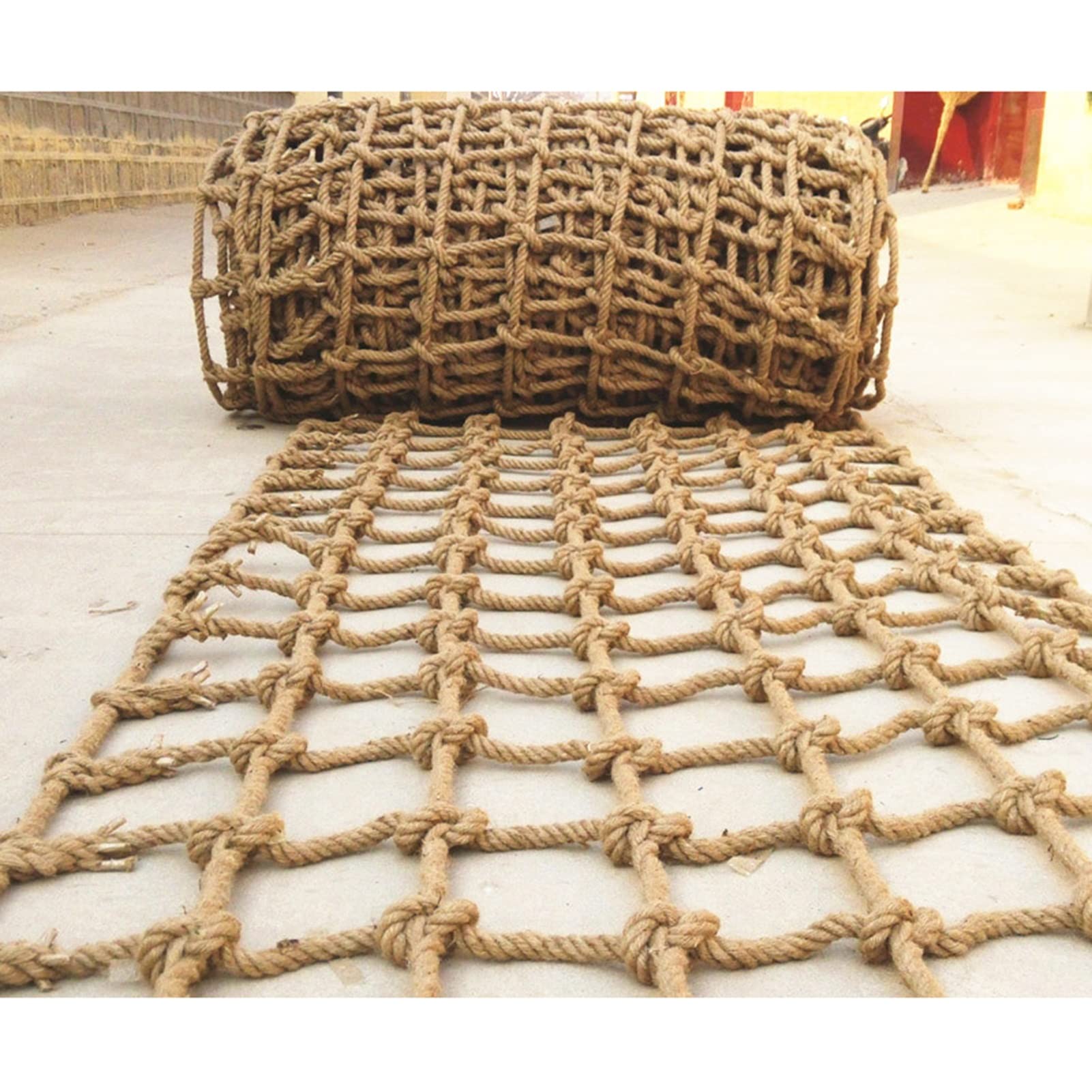 Kids Climbing Net - Heavy Duty Hemp Rope Ladder for Outdoor Playground, Tree House & Balcony Safety | Durable Child Protection Cargo Net for Hammock, Stair & Railing | Perfect for Backyard, Park & Indoor Play Areas