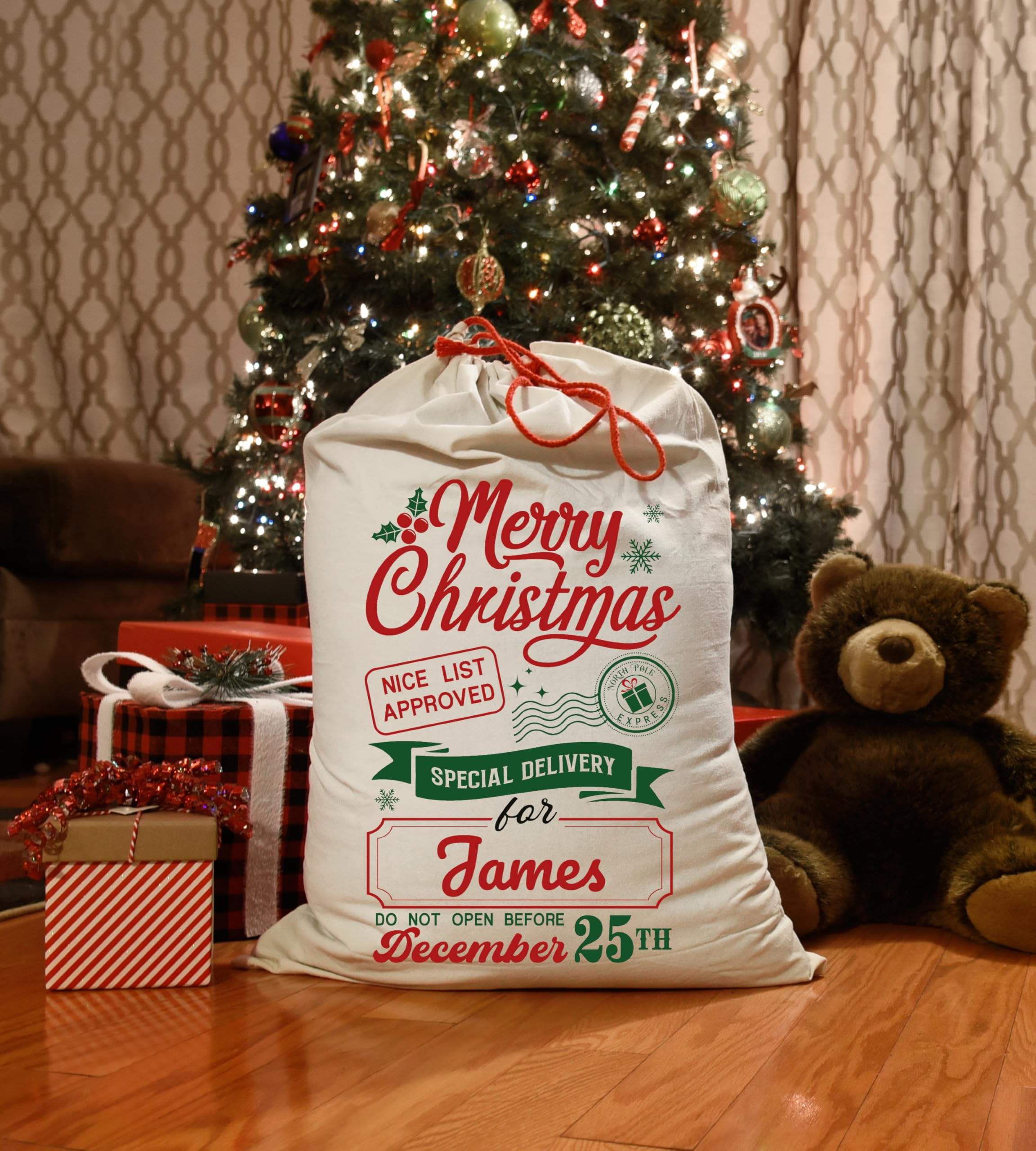 Personalized Santa Sacks with Drawstring | 17x20