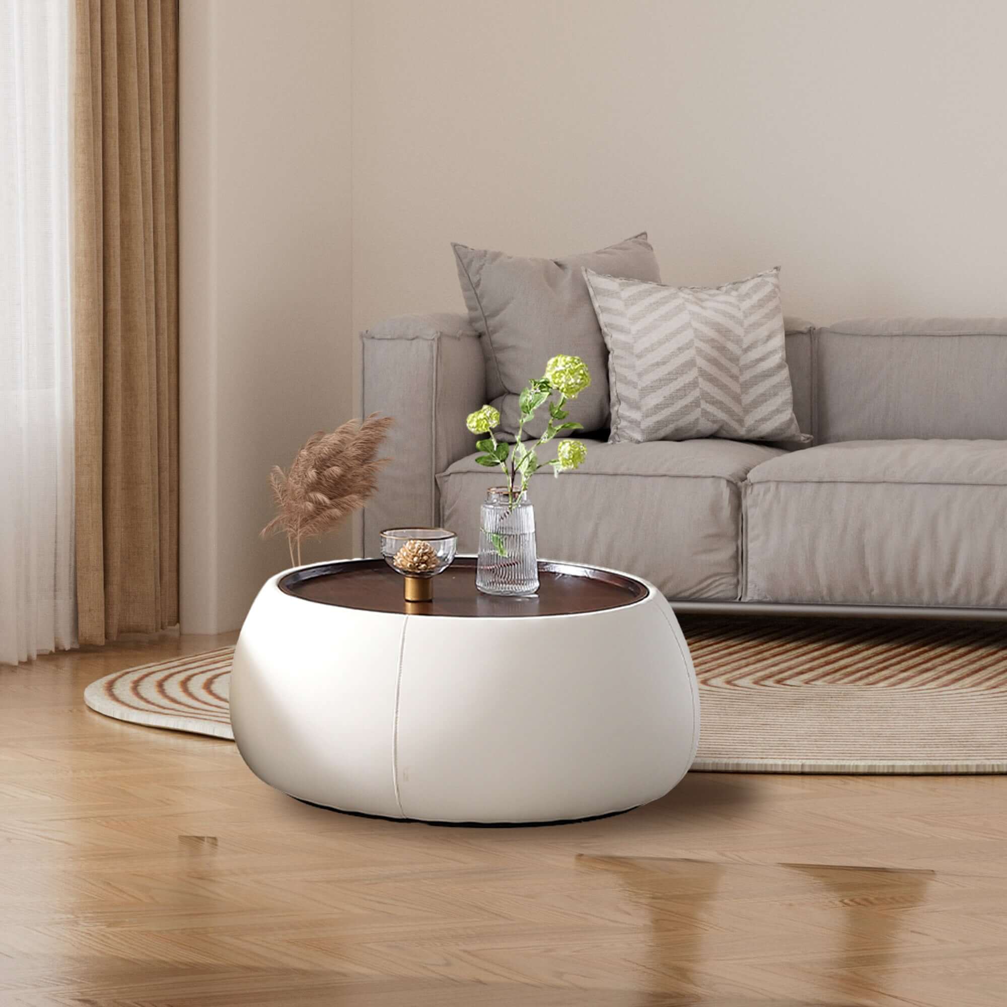 Modern Round Coffee Table with Storage - Light Luxury Design for Living Room, Office & Lounge Areas - Perfect for Small Spaces & Home Decor