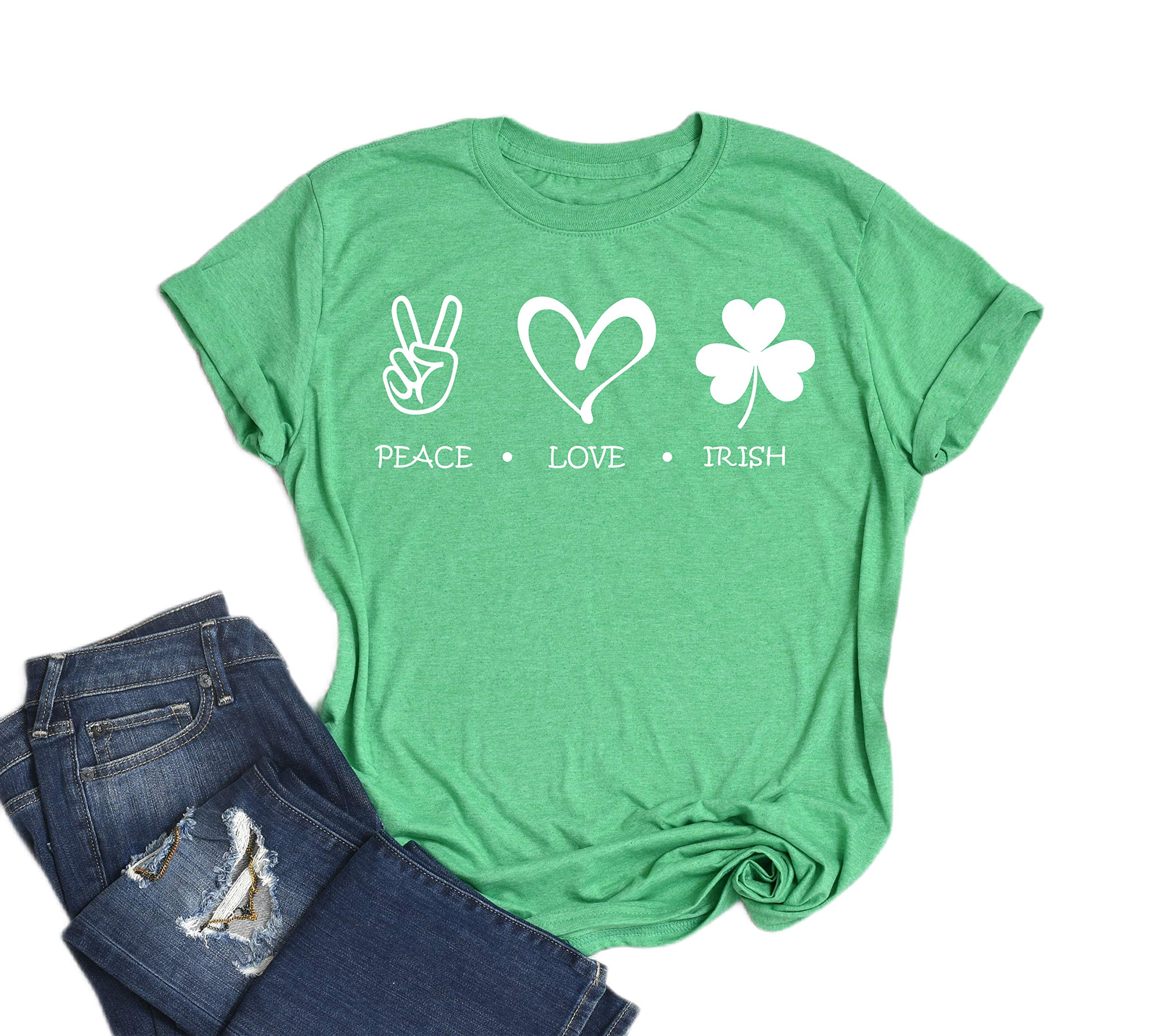 Peace Love Irish Shamrock T-Shirt - St. Patrick's Day Apparel for Men & Women - Perfect for Irish Pride, Pub Crawls & Festivals