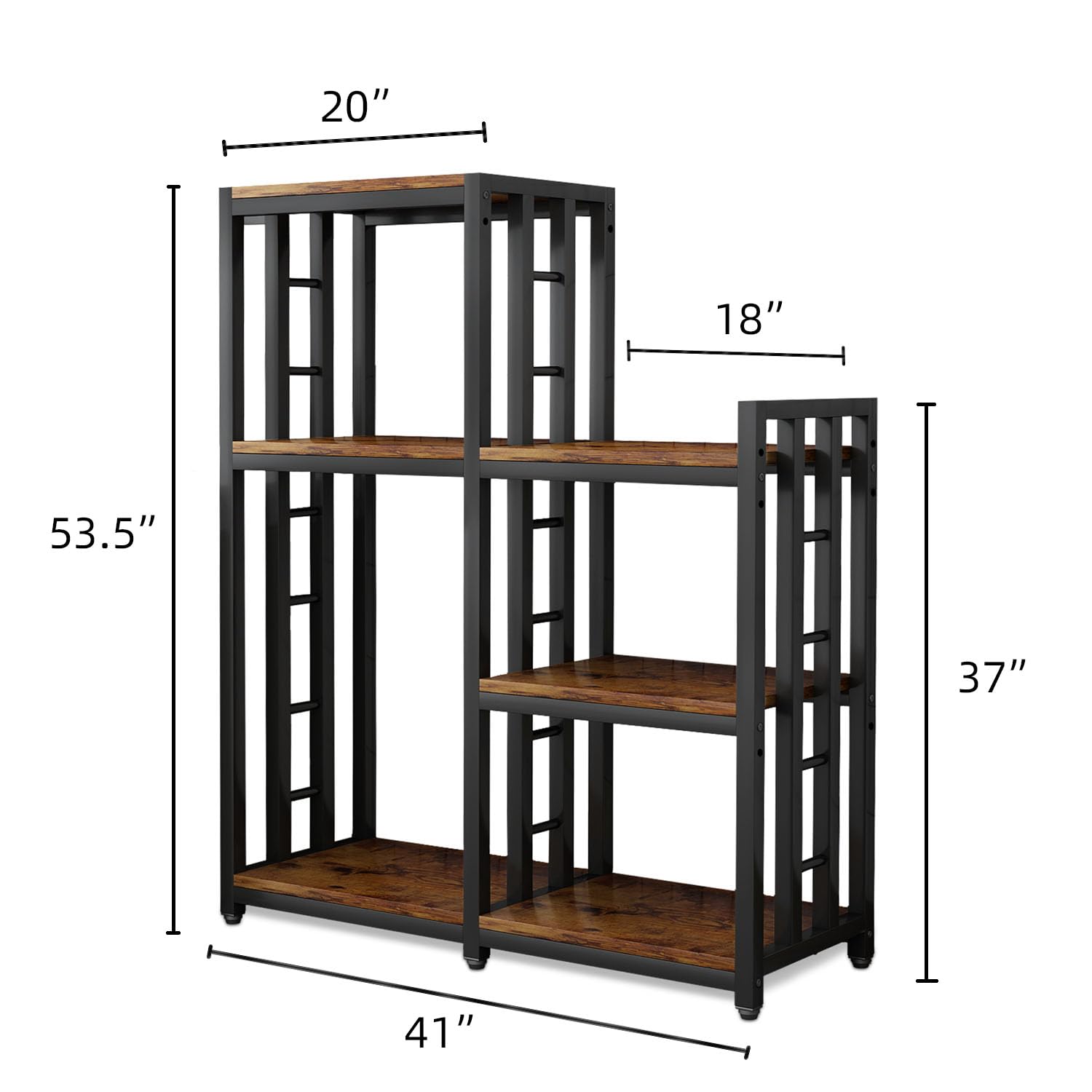 6-Tier Adjustable Kitchen Bakers Rack - Heavy Duty Storage Shelf for Microwave, Mini Fridge, Coffee Bar & Plants - Freestanding Utility Stand for Home, Office & Patio - Perfect for Small Space Organization & Stylish Decor