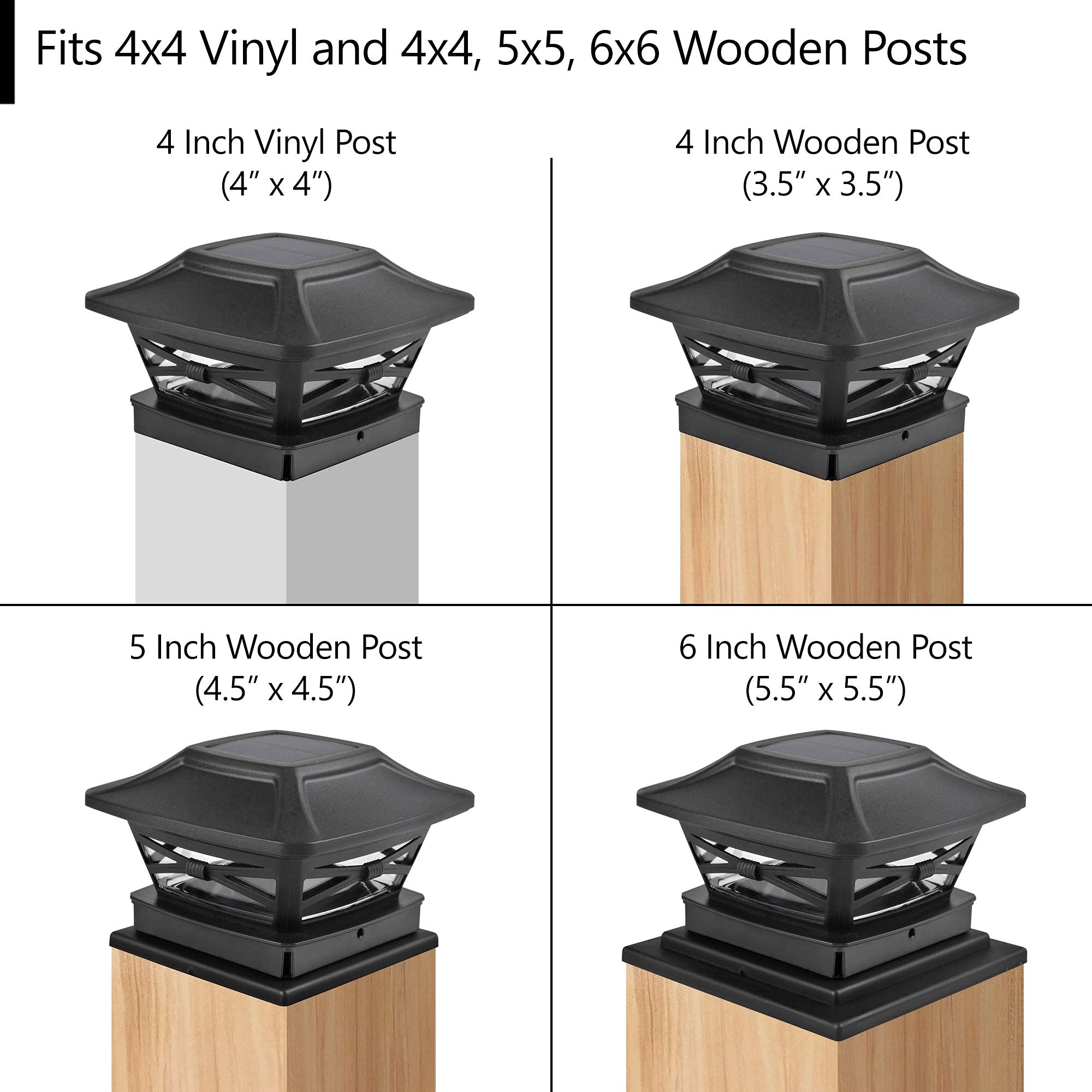 Davinci Solar Post Cap Lights - Renaissance (4 Pack) & Premium (1 Pack) - Slate Black - Outdoor Pathway Lighting for Garden, Patio, and Driveway