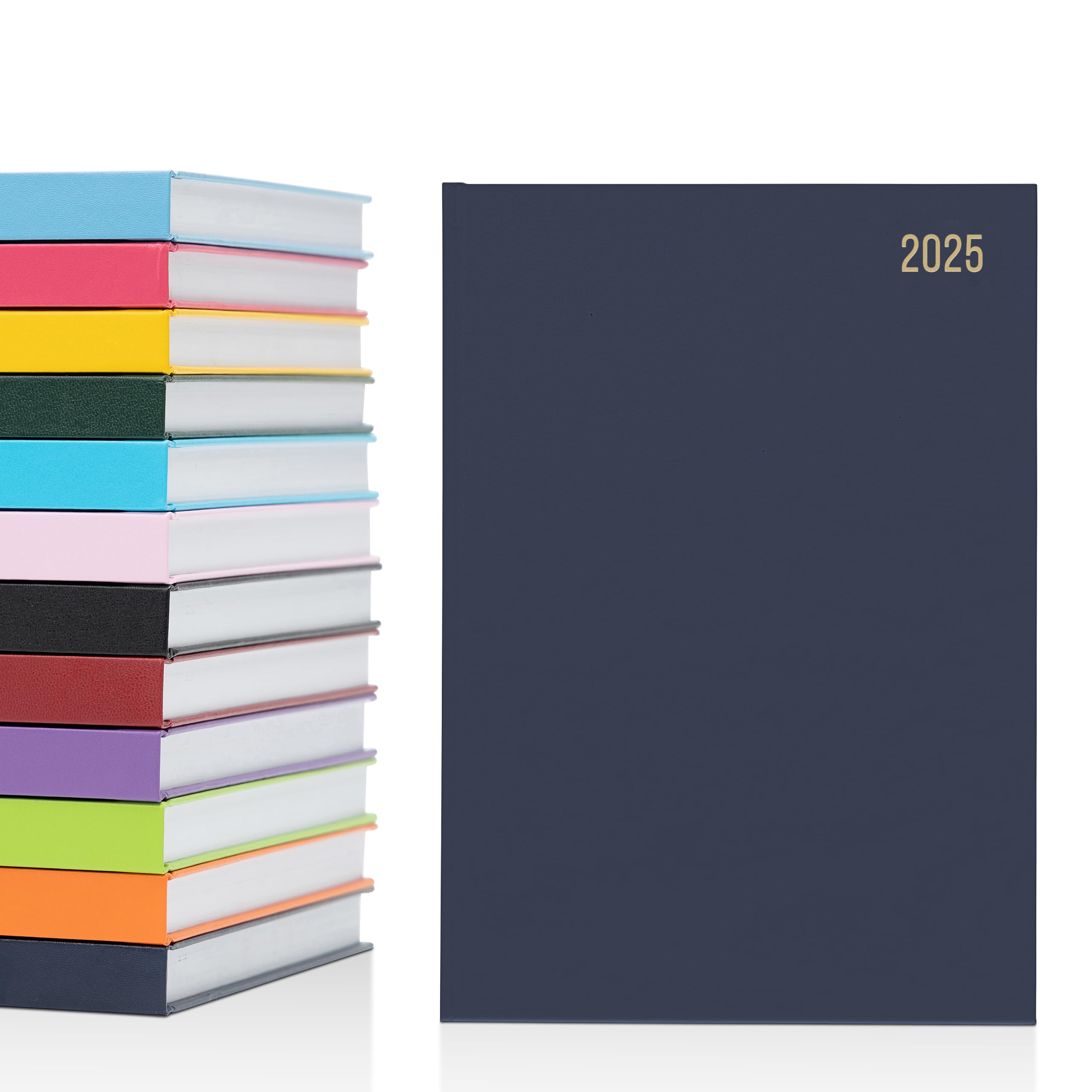 Evelay 2025 A4 A5 Day-to-Page Diary Planner - Hardback Academic Organizer for Home, Office & School - Full Year Daily Schedule Notebook (A5 Size, Navy Blue) - Perfect for Goal Tracking, Time Management & Productivity Planning