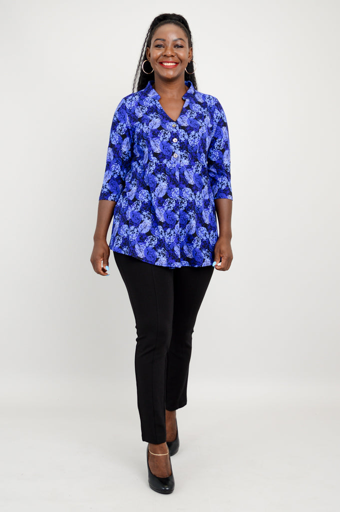 Edwina Women's Bamboo Top with Ice Foliage Print - Breathable Summer Blouse for Casual Wear, Office & Outdoor Activities