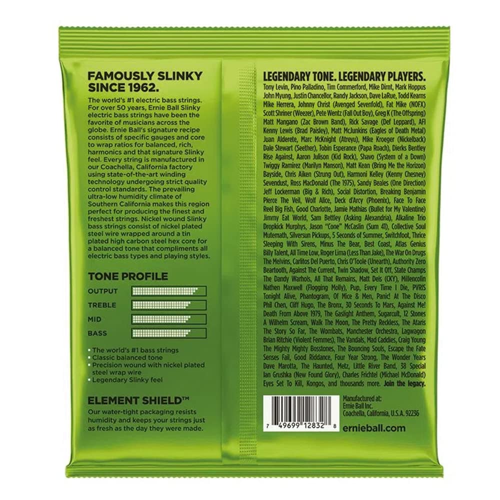 Ernie Ball Regular Slinky Nickel Wound Bass Guitar Strings 50-105 Gauge (P02832) | Premium Electric Bass Strings for Rock, Jazz & Studio Recording | Perfect for Fender, Gibson & Ibanez Bass Guitars