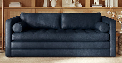Napa 82 Leather Pull Out Convertible Sleeper Sofa - Premium Genuine Leather Sectional Couch with Chaise Lounge for Living Room, Bedroom & Guest Room | Perfect for Small Spaces, Apartments & Home Theater