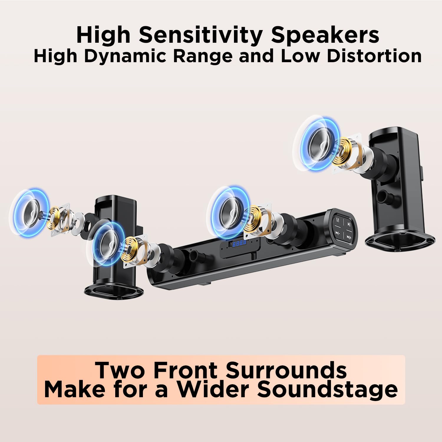 Dolby Audio 4.1 Channel Sound Bar for Smart TV - Home Theater Surround Sound System with Wireless Subwoofer & 2 Rear Speakers | HDMI ARC, Deep Adjustable Bass | Perfect for 4K TVs, Gaming & Movie Nights