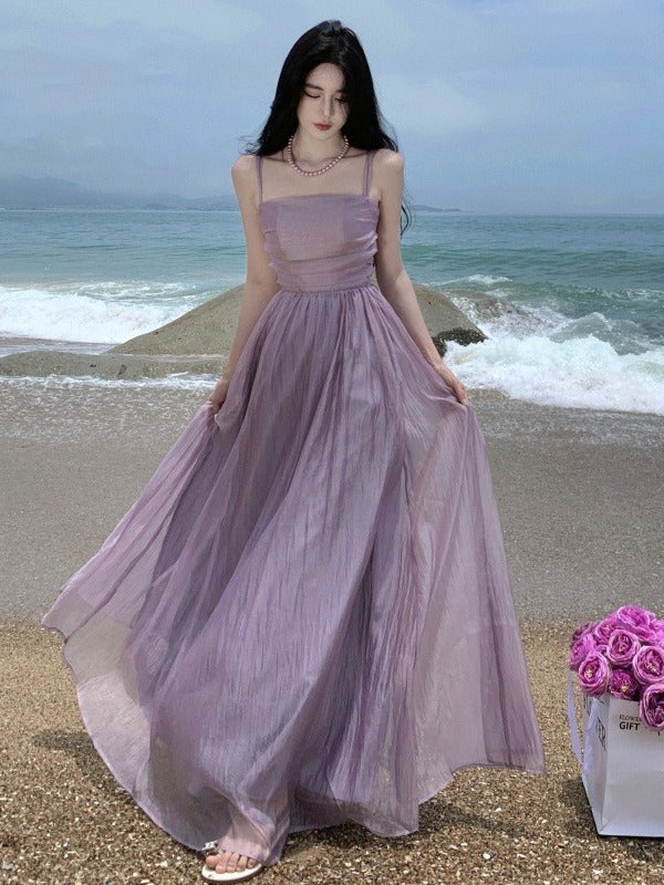 Elegant Fairy A-Line Chiffon Long Dress for Women - Summer Flowy Maxi Dress with Vintage 1910s Style | Perfect for Weddings, Parties & Romantic Outings