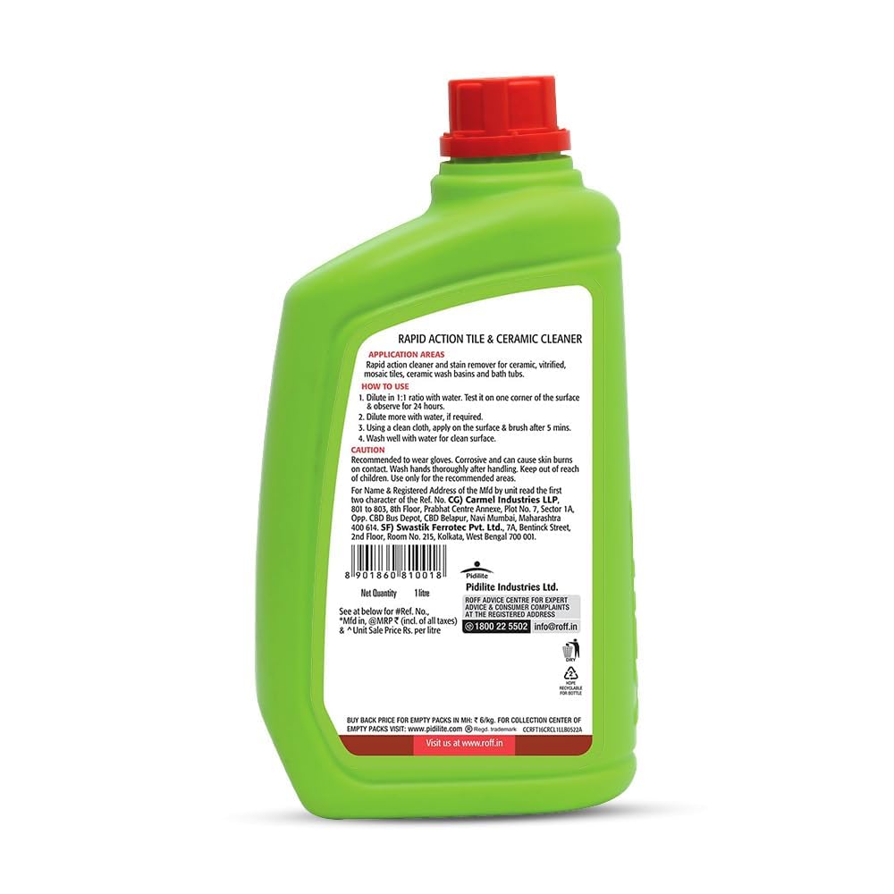 Pidilite Roff Cera Clean All-Purpose Tile Cleaner - 1L (Pack of 2) | Advanced Floor & Wall Cleaner for Kitchen, Bathroom & Bedroom | Removes Grease, Dirt & Tough Stains | Perfect for Ceramic, Porcelain & Marble Surfaces