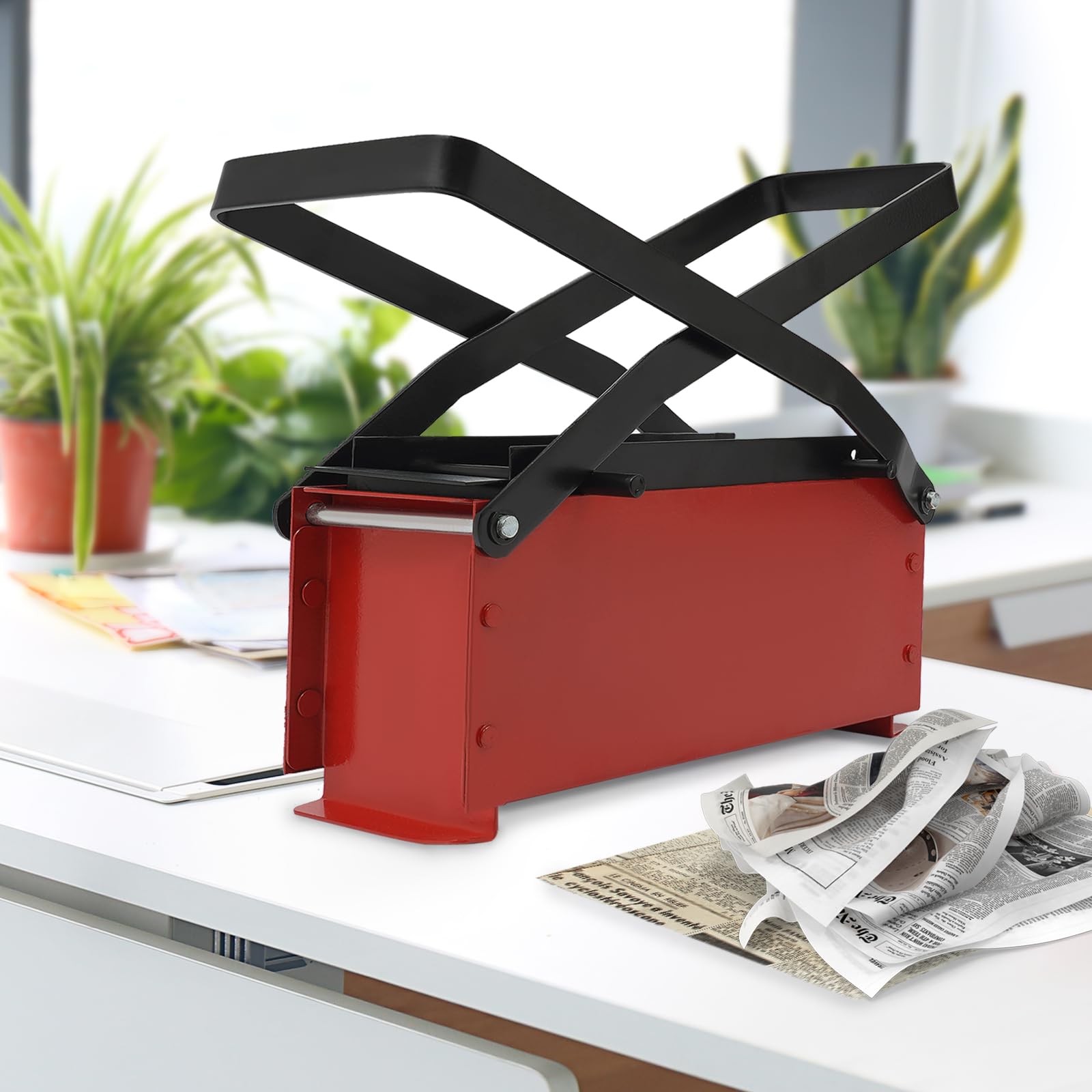 Eco-Friendly Newspaper Briquette Maker | Heavy Duty Steel Paper Log Press for Fireplace & Wood Stove | Waste Paper Brick Maker for Home Heating & Camping | DIY Recycling Tool for Sustainable Living
