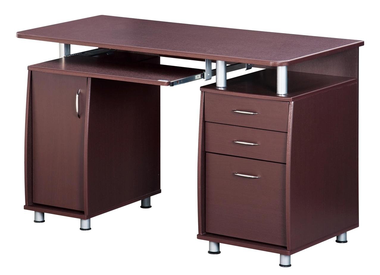 Techni Mobili Complete Workstation Computer Desk with Storage - Chocolate Brown | Home Office Desk with Shelves & Drawers | Perfect for Remote Work, Gaming & Study Spaces