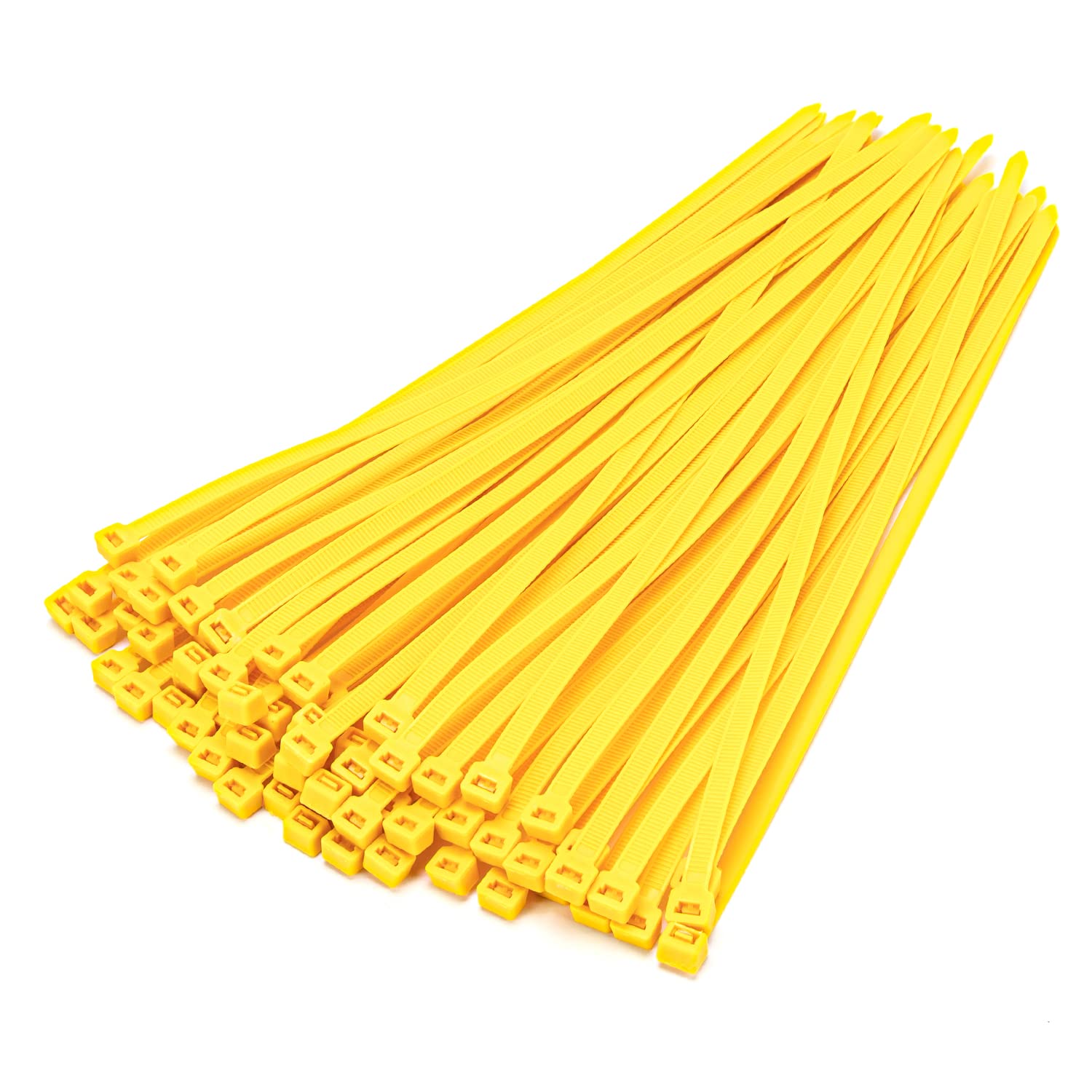 XINGO 100-Pack 10-Inch Heavy Duty Cable Zip Ties - 120 lbs Tensile Strength, Self-Locking Plastic Wire Ties for Indoor & Outdoor Use (Yellow) - Perfect for Organizing Cables, Bundling Wires, and Securing Items in Home, Office, and Garden