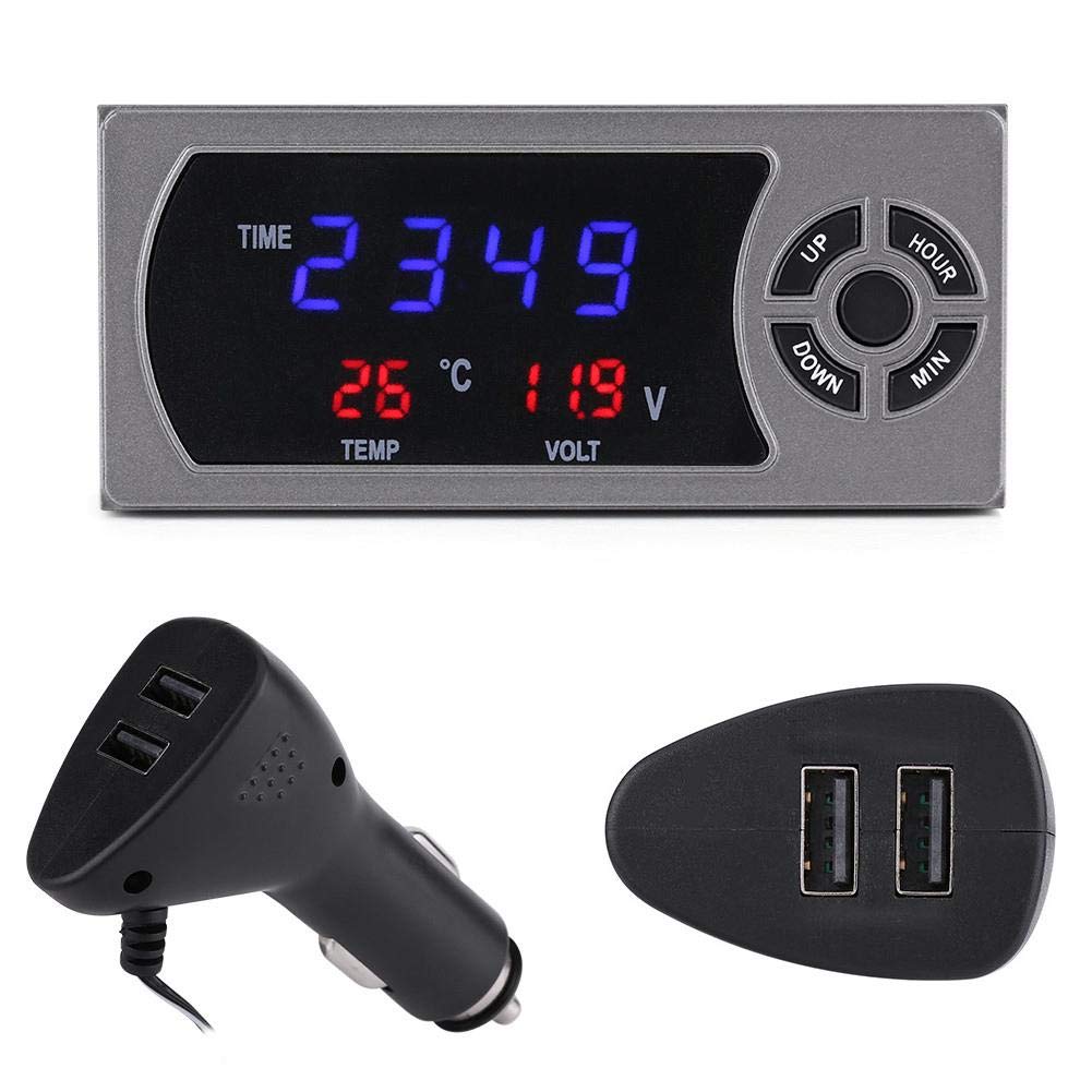 12-24V Multifunctional Car Digital Clock with Alarm, Thermometer & Voltmeter - 3-in-1 LED Display for Vehicle Dashboard, Perfect for Road Trips & Daily Commutes