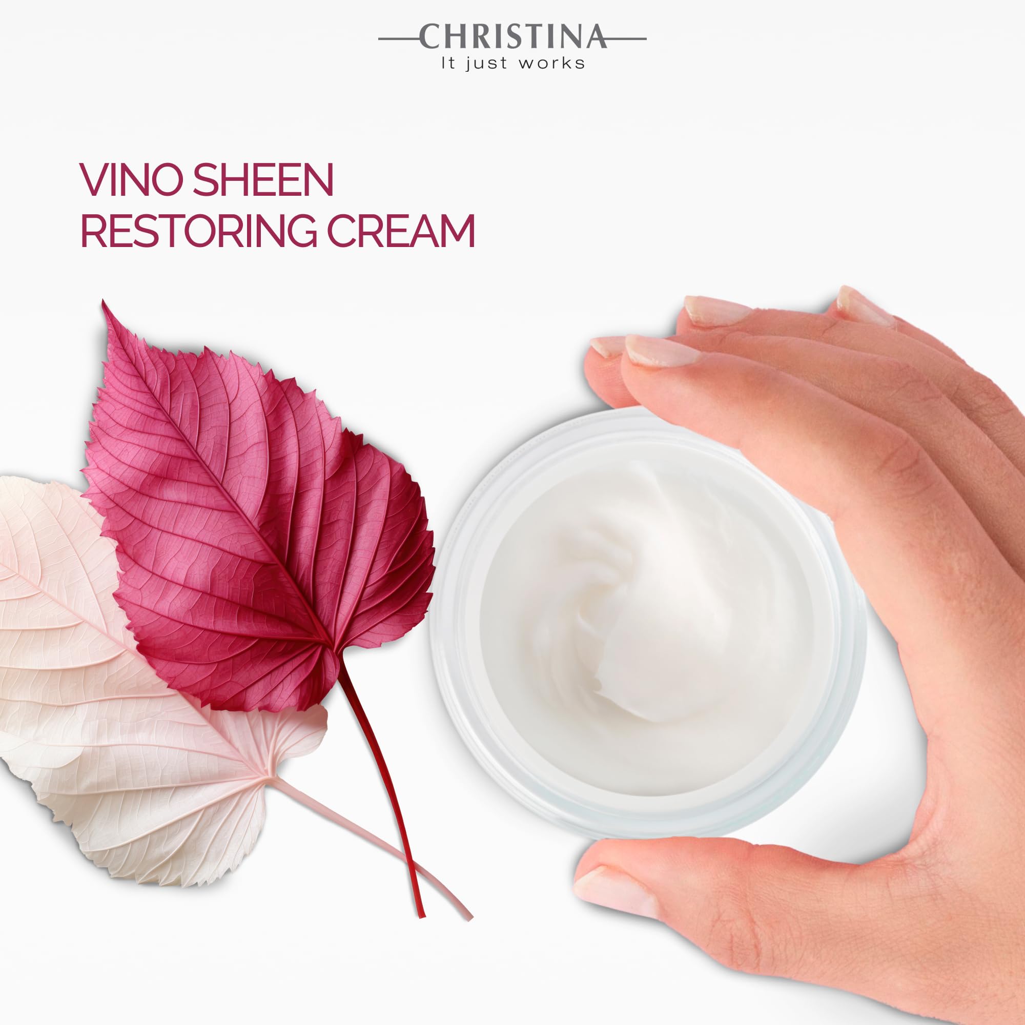 CHRISTINA Chateau de Beaute Vino Sheen Restoring Cream with Vitamin E - Antioxidant-Rich Face Cream for Radiant Skin, Rosacea & Dryness Treatment, Anti-Aging Moisturizer 50ml | Perfect for Night Routine & Sensitive Skin Care