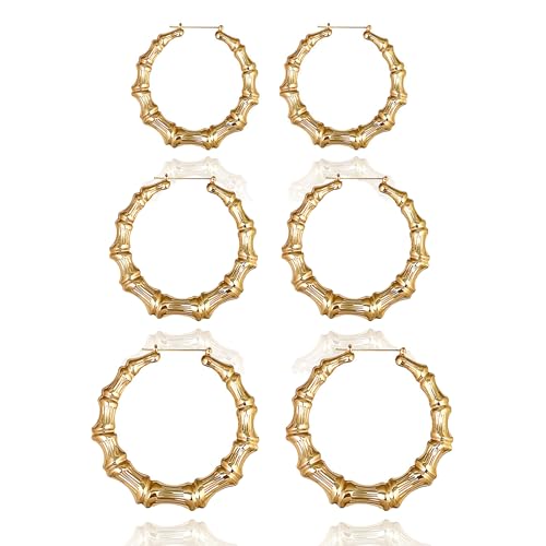 A2:3pcs Circle Bamboo Earrings