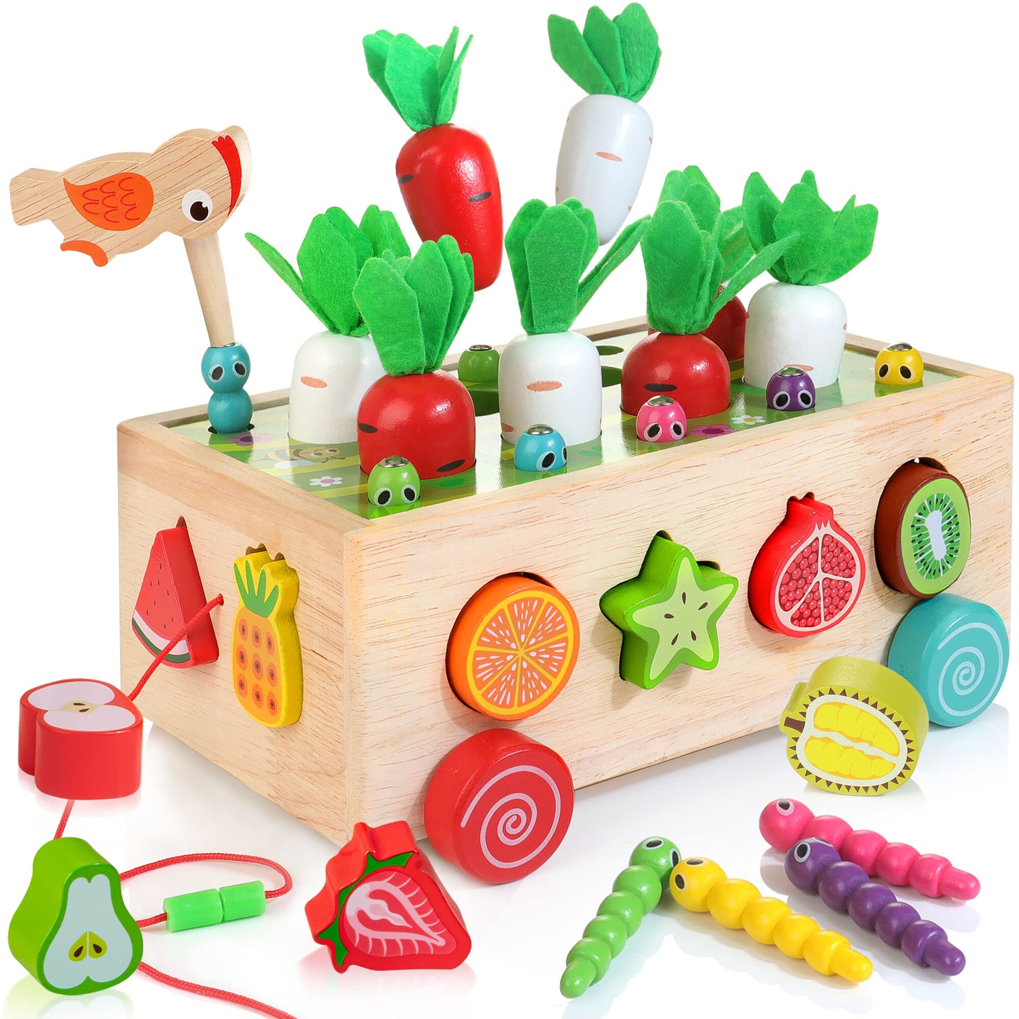 Wooden Shape Sorter Learning Toys for Toddlers 18M+ | Montessori Stacking Blocks & Colorful Activity Cube for 2-3 Year Olds | Educational Preschool Toys for Baby Boys & Girls | Perfect for Early Learning, Fine Motor Skills Development & Sensory Play (WT02)
