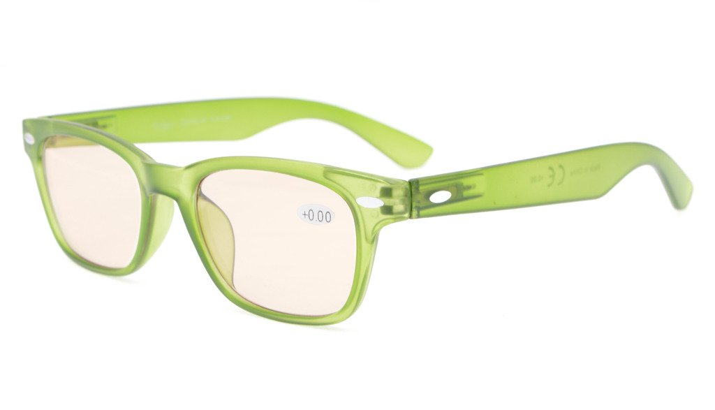 Eyekepper Blue Light Blocking Computer Glasses with Tinted Lens & Matte Green Frame (+0.50) - Reduce Eye Strain for Gaming, Office Work & Screen Time