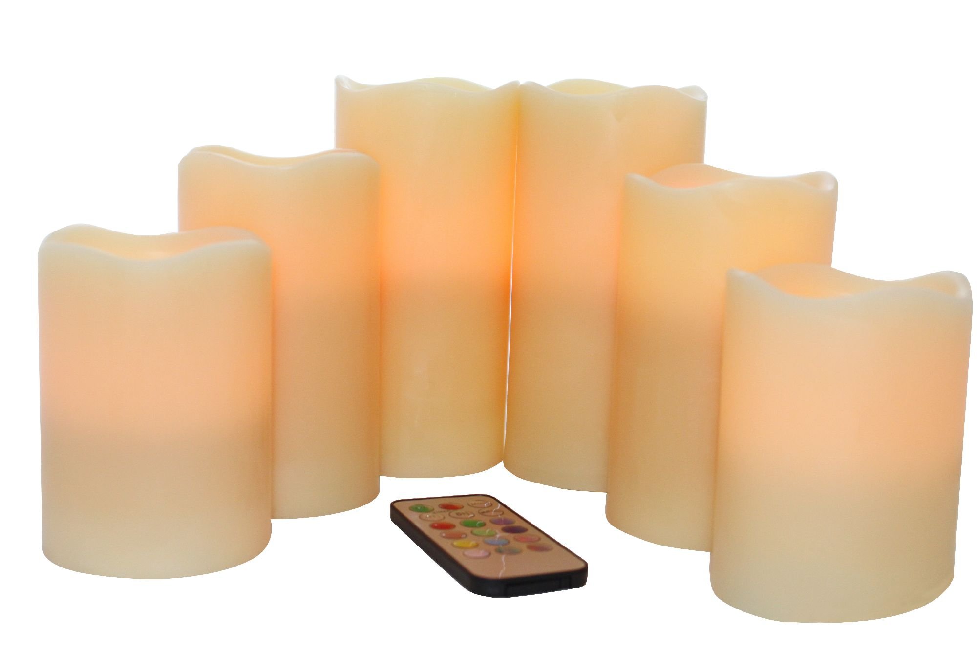 EcoGecko Set of 6 Multi-Color Flameless LED Pillar Candles with Remote & Timer - Ivory Wax Look - Perfect for Home Decor, Weddings, Parties & Romantic Ambiance