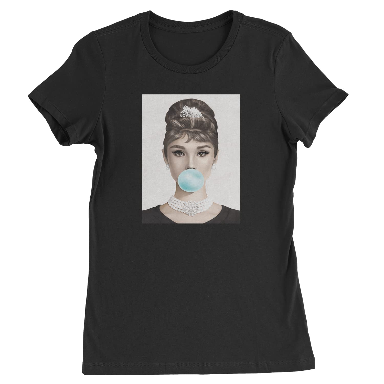 Audrey Hepburn Chewing Bubble Gum Women's T-Shirt | Vintage Pop Art Graphic Tee | Casual Wear & Retro Fashion Statement