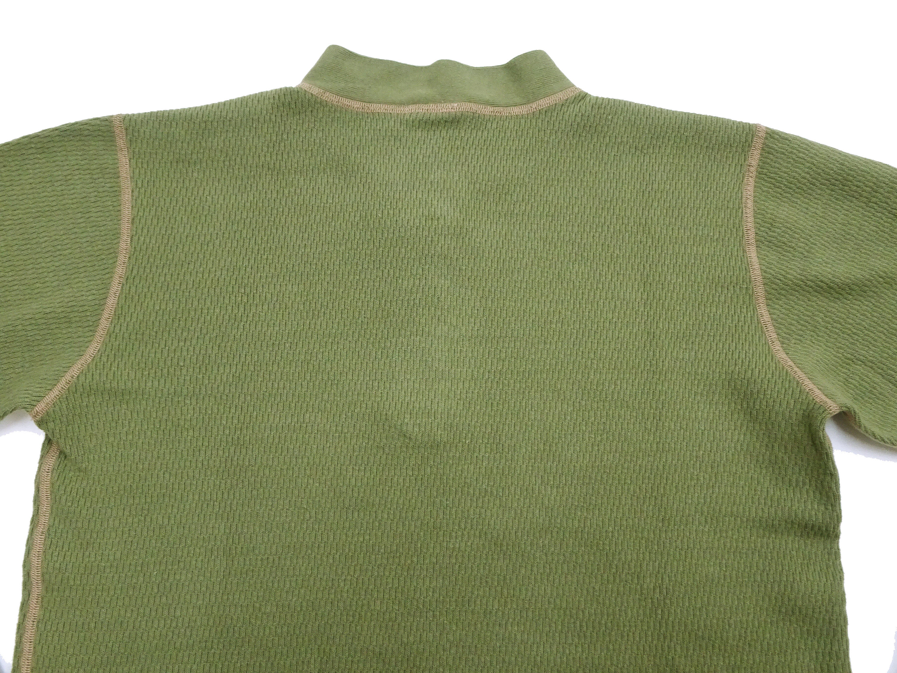 Buzz Rickson Men's Heavyweight Waffle Knit Thermal Henley T-Shirt - Long Sleeve 3-Button Placket Olive Green BR68130 | Winter Layering, Outdoor Activities & Casual Wear