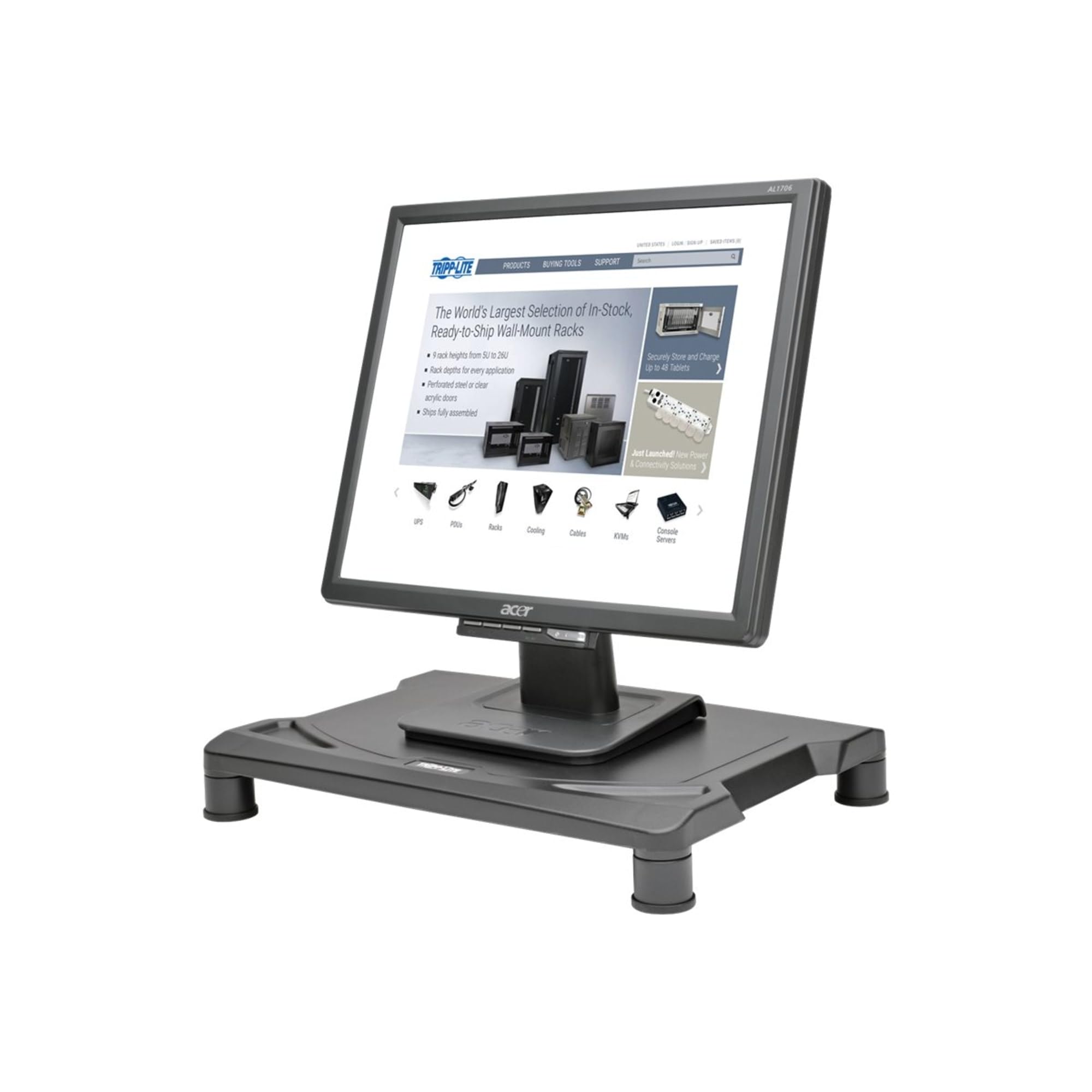 Tripp Lite Universal Adjustable Monitor Stand Riser for Computer, Laptop & Printers (1.25-5.5 Inch Height) - Perfect for Home Office, Gaming Setup & Workspace Organization