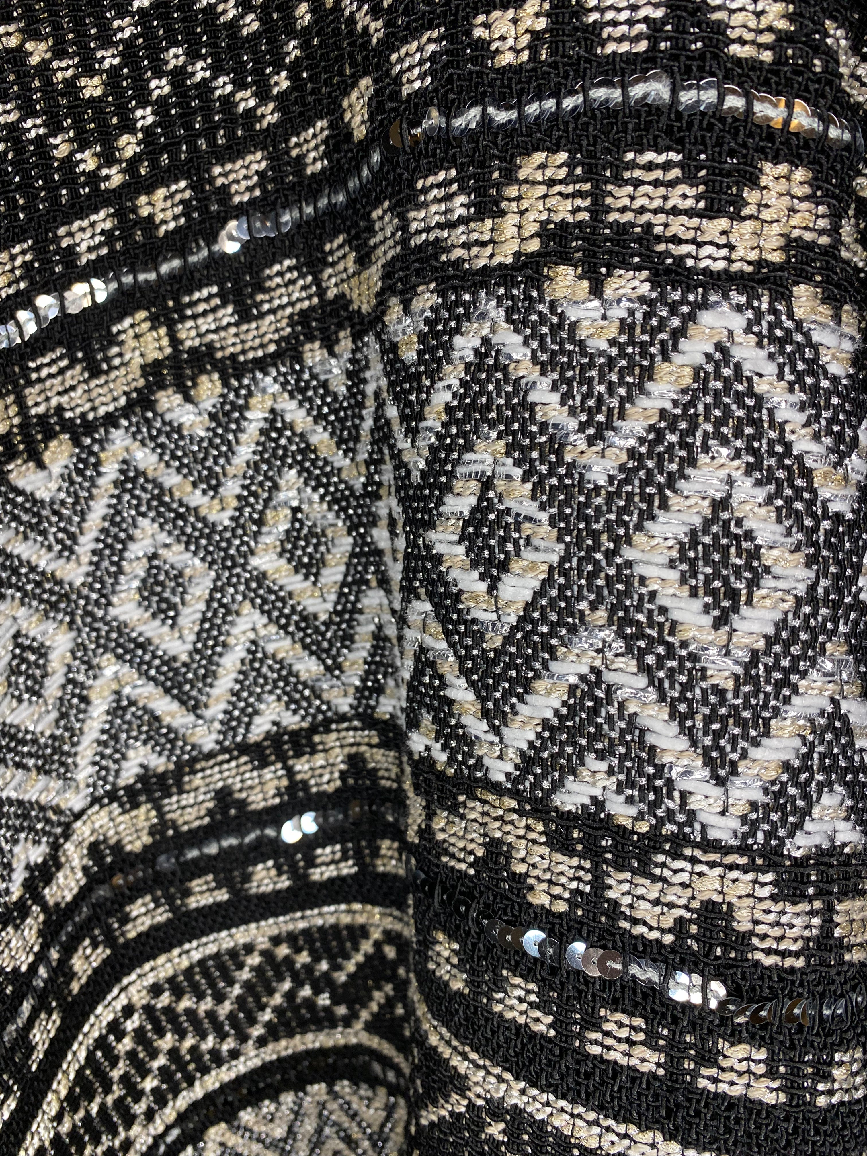 Elegant Metallic Fringed Jacquard Poncho Shawl for Women - Perfect for Festivals, Parties & Boho Chic Outfits