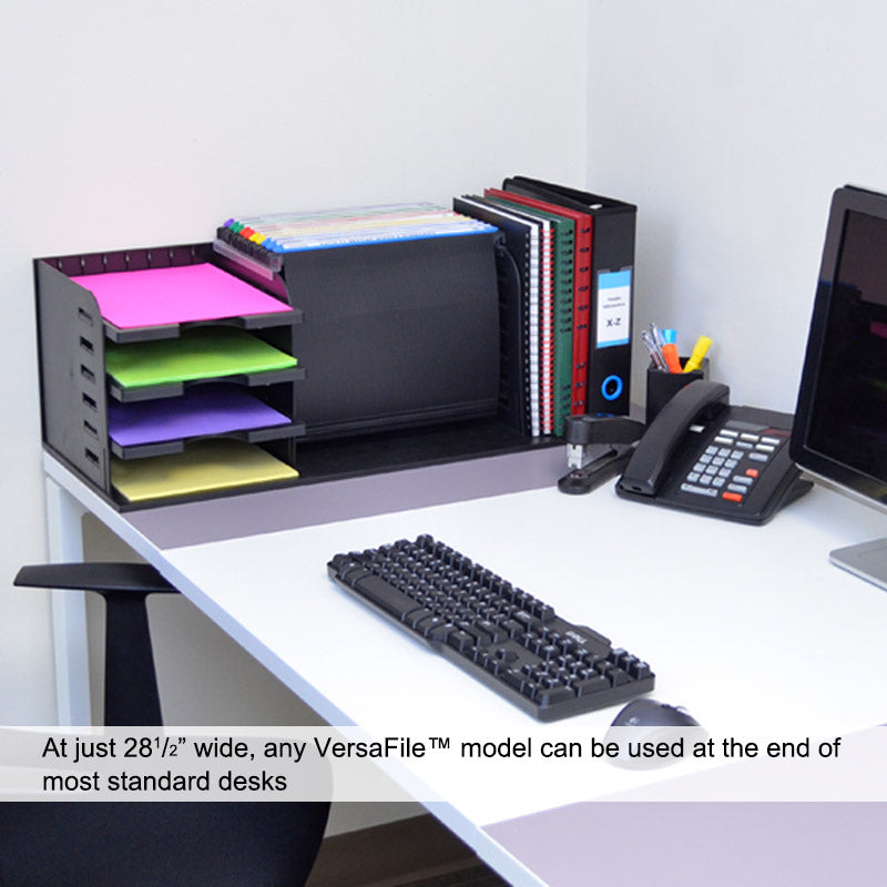 VersaFile 5 Divider 3 Shelf File Organizer with 5 PolyMagniFiles - Desktop Document Organizer for Office, Home & School Paperwork Storage