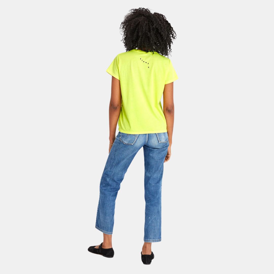 Block Ciao Classic T-Shirt for Men & Women | Soft Cotton Crewneck Tee in Neon Yellow | Perfect for Casual Wear, Street Style & Everyday Outfits