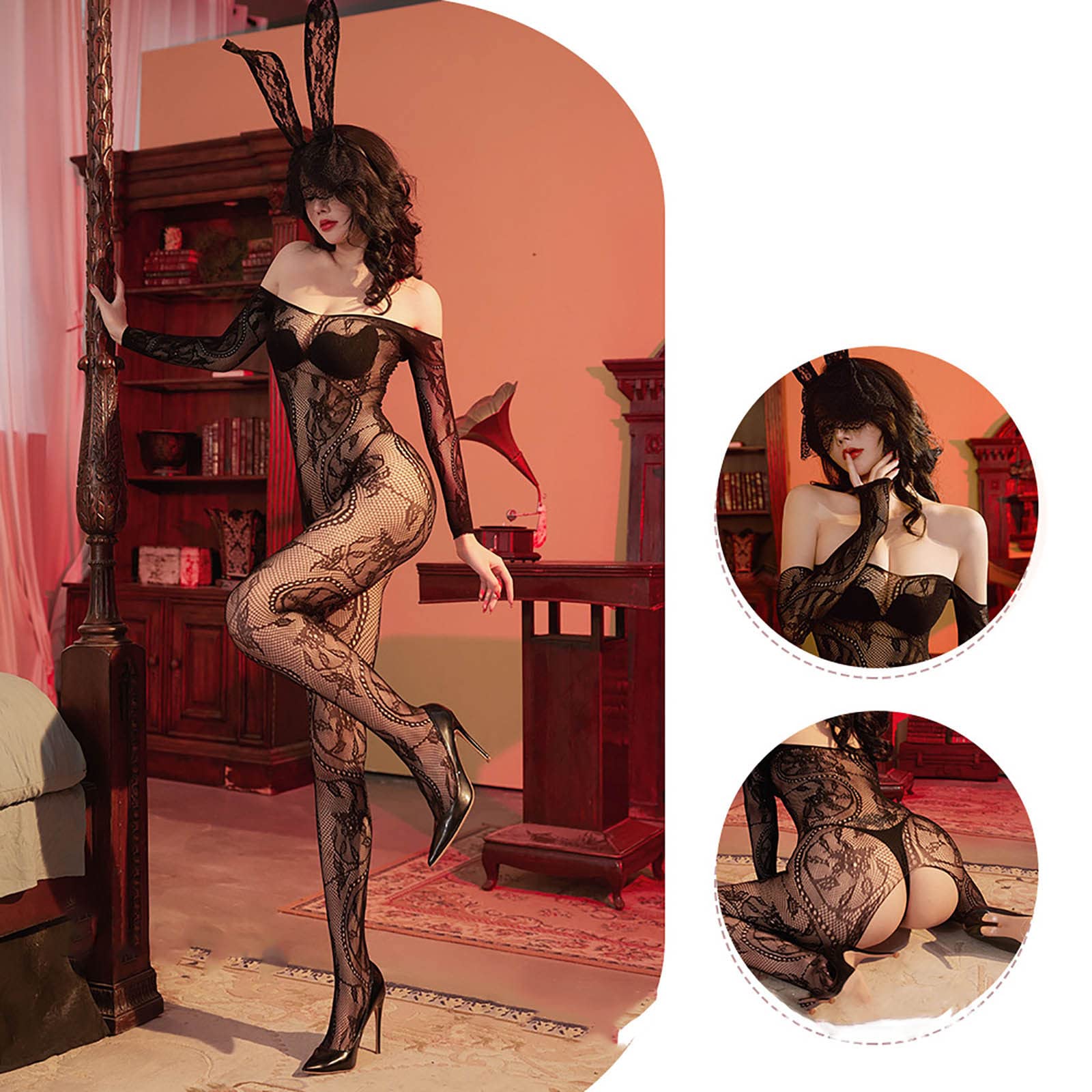 Sexy Fishnet Bodysuit Stockings for Women - Lace Lingerie Onesie & Bodycon Jumpsuit - Perfect for Valentine's Day, Date Night & Boudoir Photography