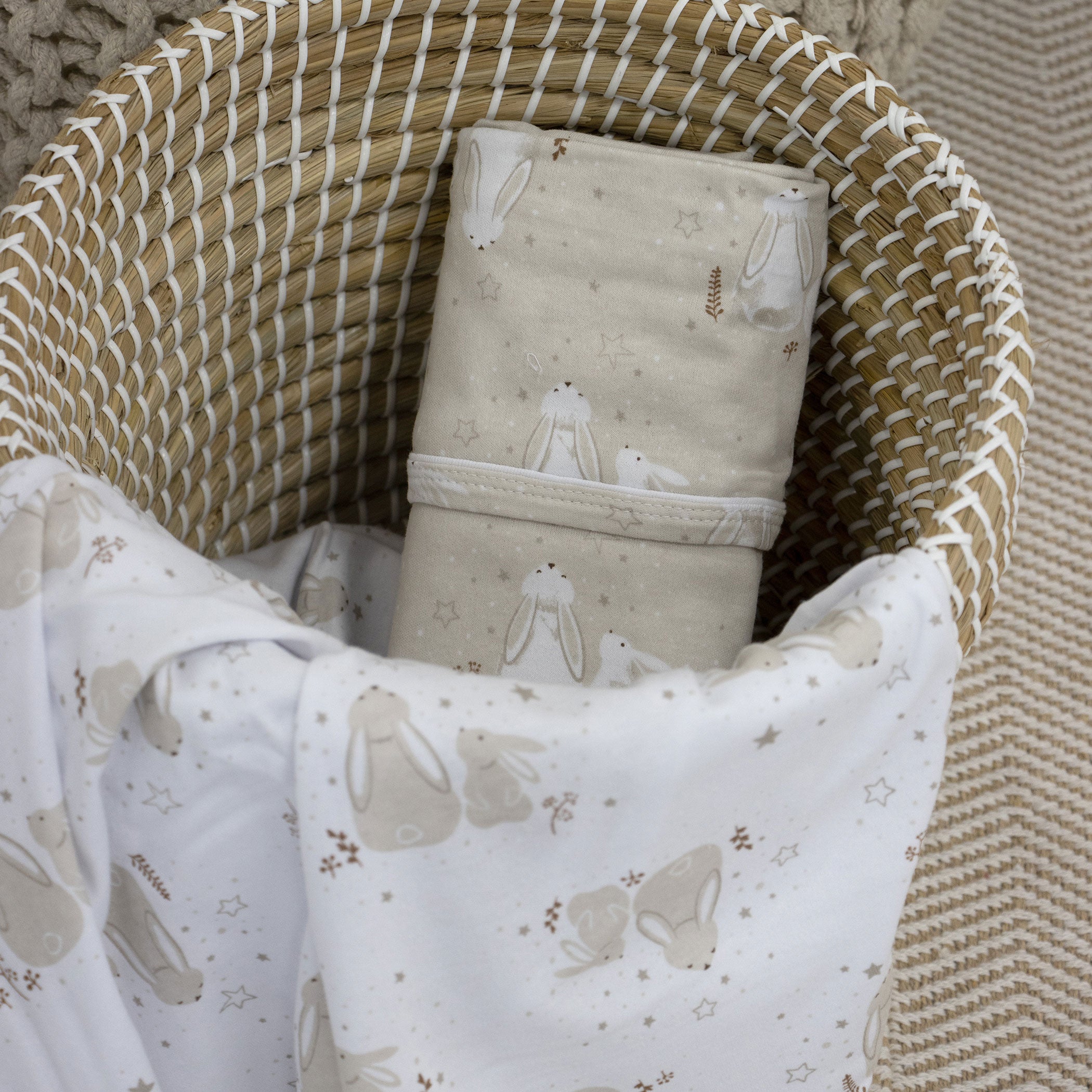 Bunny Dreams 2-Pack Soft Jersey Baby Swaddle Wraps - Cozy & Breathable for Newborns - Perfect for Sleeping, Swaddling, and Nursery Time