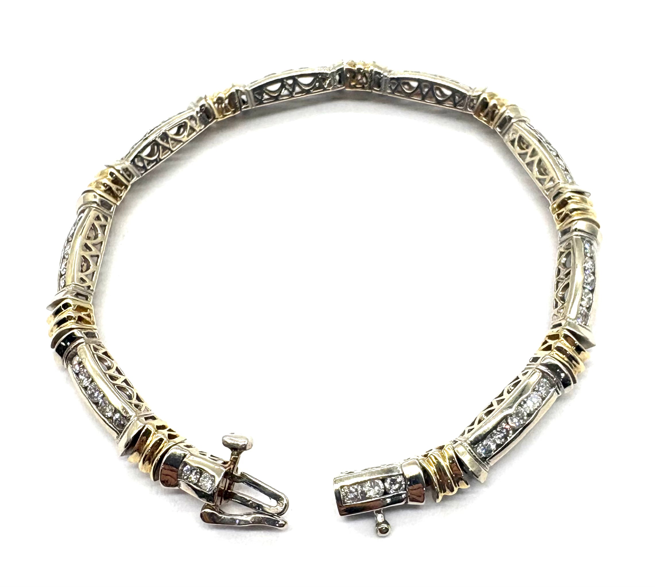 14K Gold Diamond 8 Bar Bracelet for Women - Elegant Stackable Bangle Jewelry Gift for Anniversary, Birthday & Special Occasions