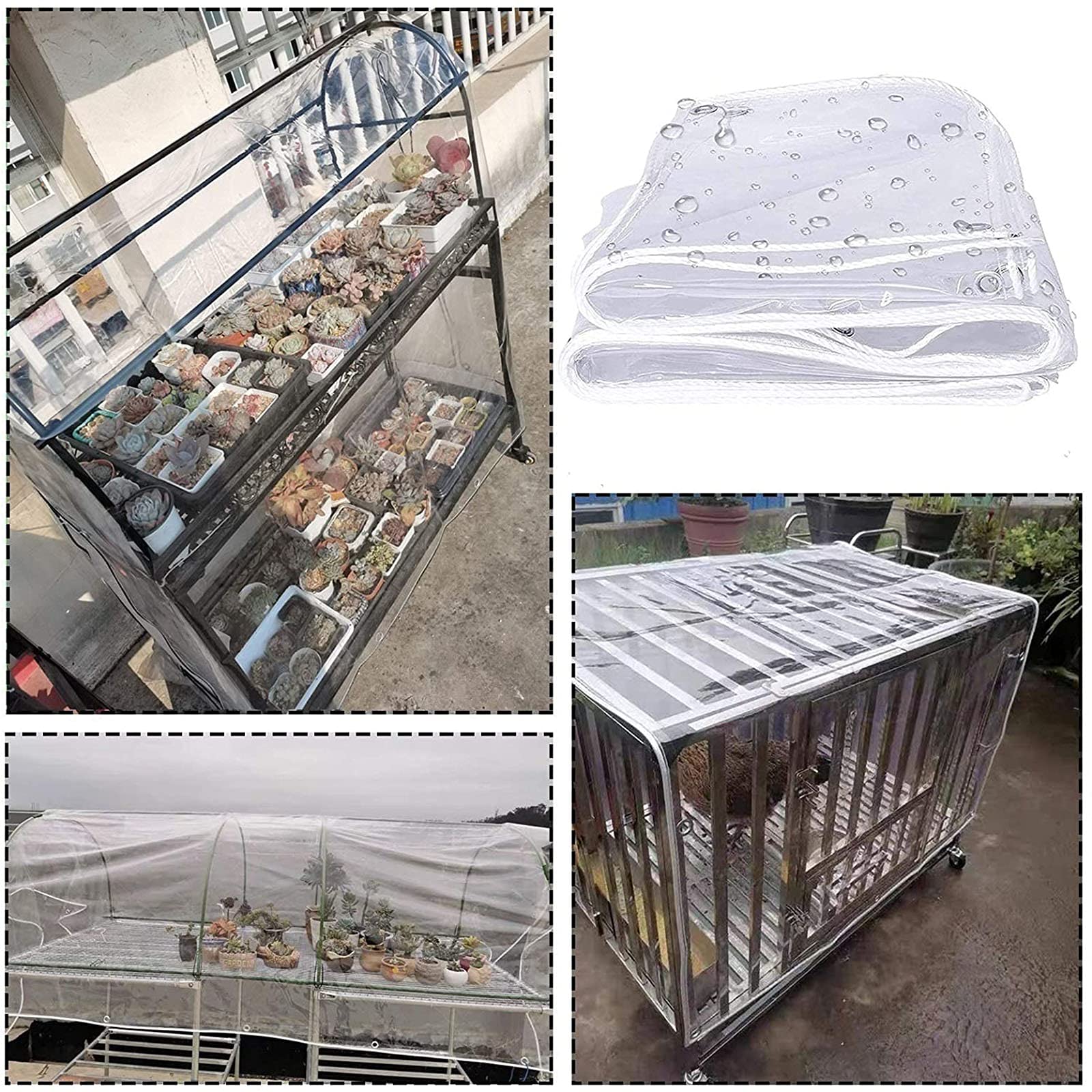 Waterproof Clear PVC Tarp 0.35mm - Transparent Rain Cover for Outdoor Furniture, Garden Plants, Terrace & Patio Protection | Heavy Duty Weatherproof Tarpaulin for Camping, Pool Cover & Emergency Shelter