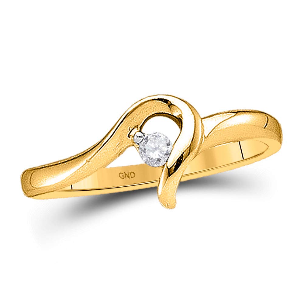10Kt Yellow Gold Women's Round Diamond Solitaire Promise Bridal Ring - 1/20 CTTW - Perfect for Engagement, Wedding, Anniversary & Valentine's Day Gifts