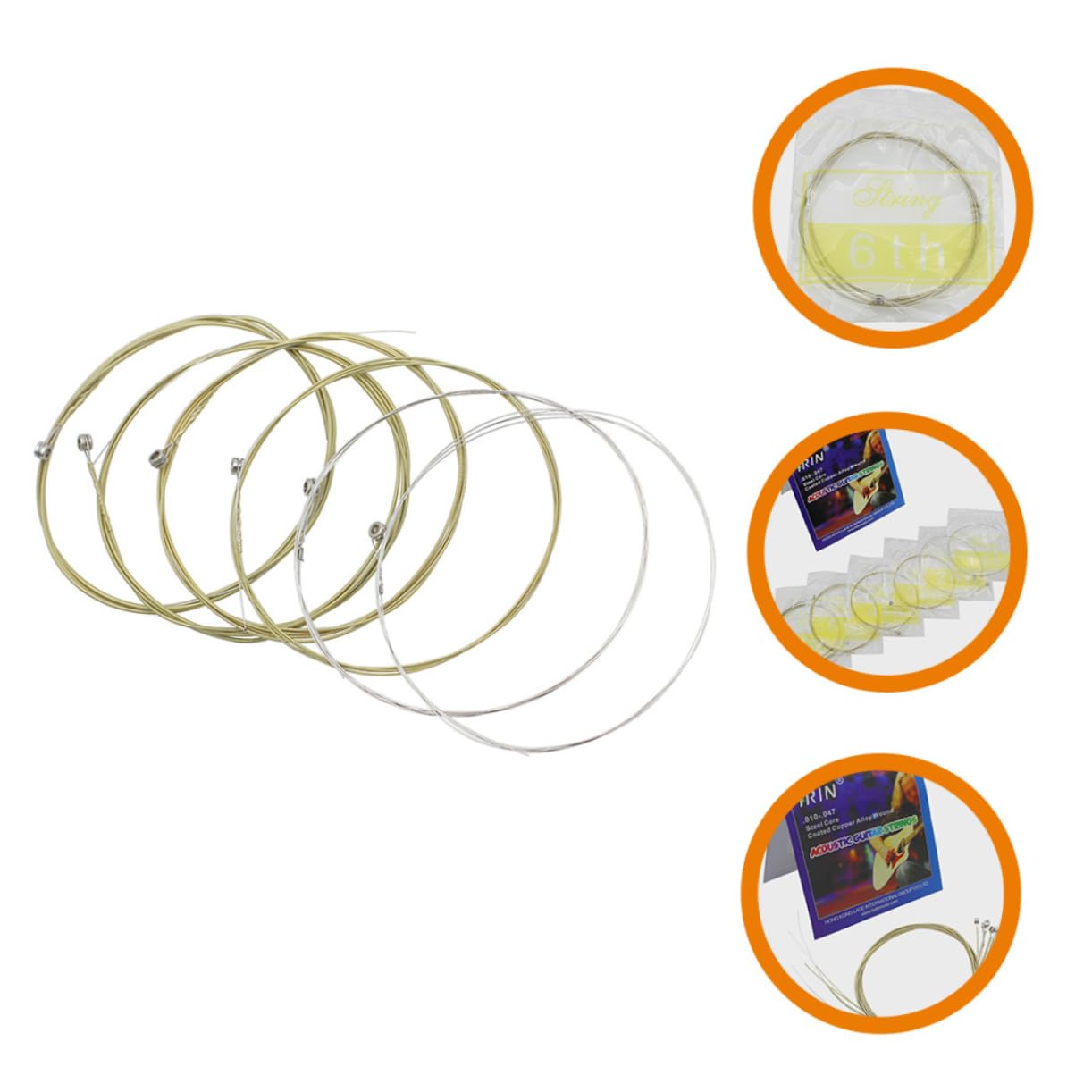 6PCS Folk Steel Guitar Strings - Stainless Steel Strings for Acoustic & Electric Guitars - Perfect for Performances, Practice & Studio Recording