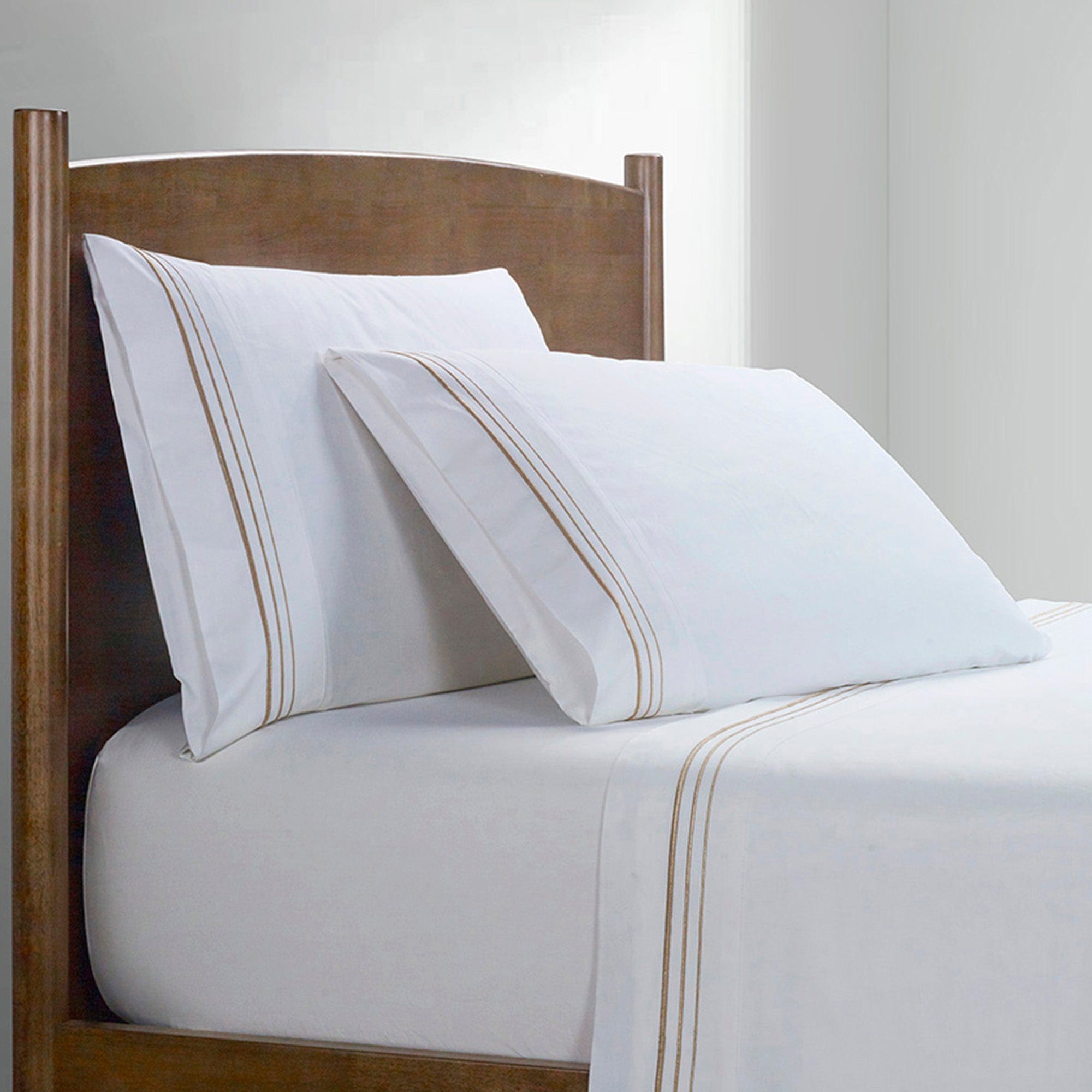 Luxury 350 Thread Count Border Embroidery Sheet Set - Queen Size Bedding with Floral Design - Perfect for Master Bedroom, Guest Room & Hotel Use
