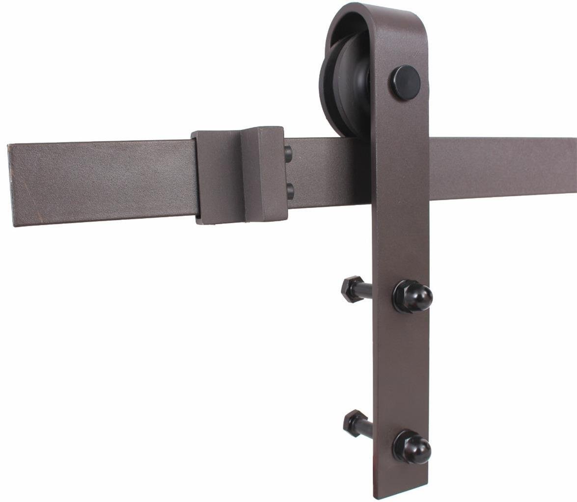TMS® 10FT Country Antique Dark Coffee Steel Sliding Barn Door Hardware Track Set - Rustic Farmhouse Style for Interior & Exterior Doors, Perfect for Bedrooms, Closets, and Patio Entrances