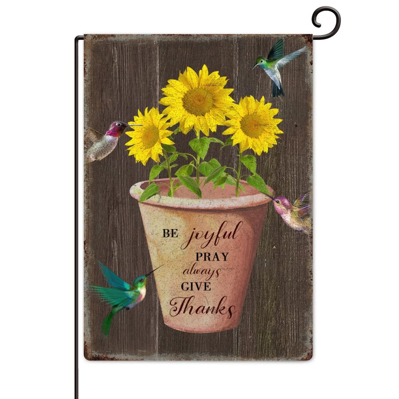 Premium Double-Sided Welcome Garden Flag - Be Joyful Pray Always Give Thanks Rustic Yard Banner for Farmhouse, Halloween & Summer Decor - 28x40 Inch Outdoor House Flag for Porch, Lawn & Garden Decoration