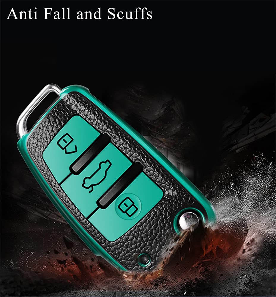 Premium SANRILY Genuine Leather Flip Key Cover for Audi A3 (2017-2018 Models) - Remote Key Fob Protector Case - Perfect for Daily Use, Car Key Protection & Style Enhancement