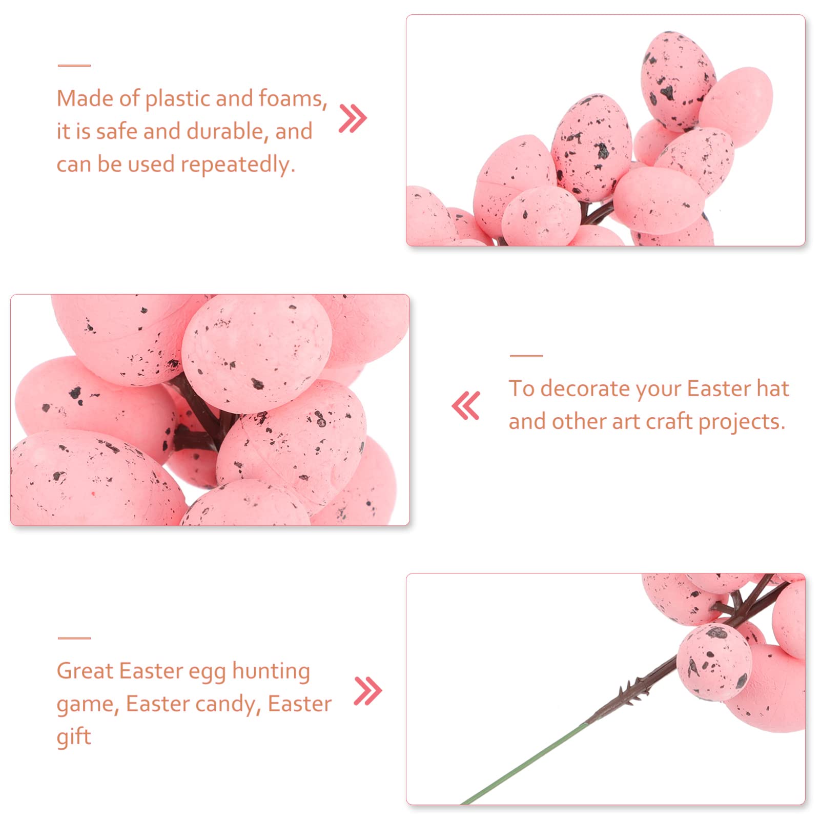 NUOBESTY 4pcs Easter Egg Skewers - Artificial Floral Egg Arrangement for Easter Decorations, Hanging Egg Centerpieces, Foam Dining Table Decor - Perfect for Easter Party Supplies, Spring Home Decor & Festive Table Settings (Pink)