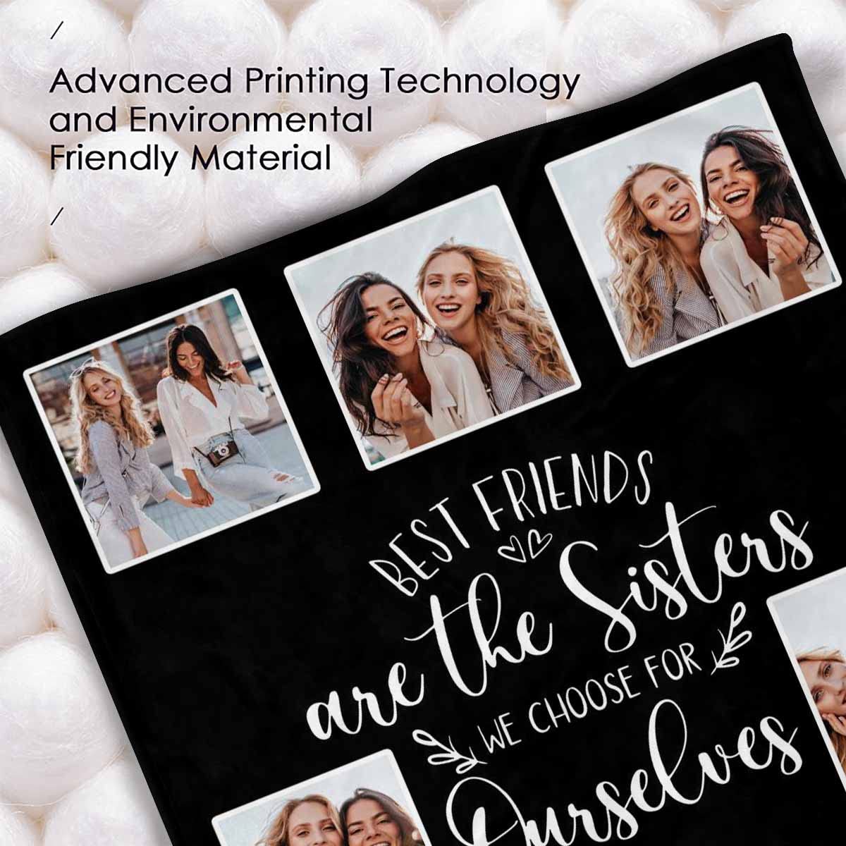 MyPupSocks Custom Best Friend Picture Blanket - Personalized Friendship Throw for BFF Sister, 30x40 - Perfect Birthday Gift for Women, Ideal for Cozy Nights, Movie Marathons, and Bedroom Decor