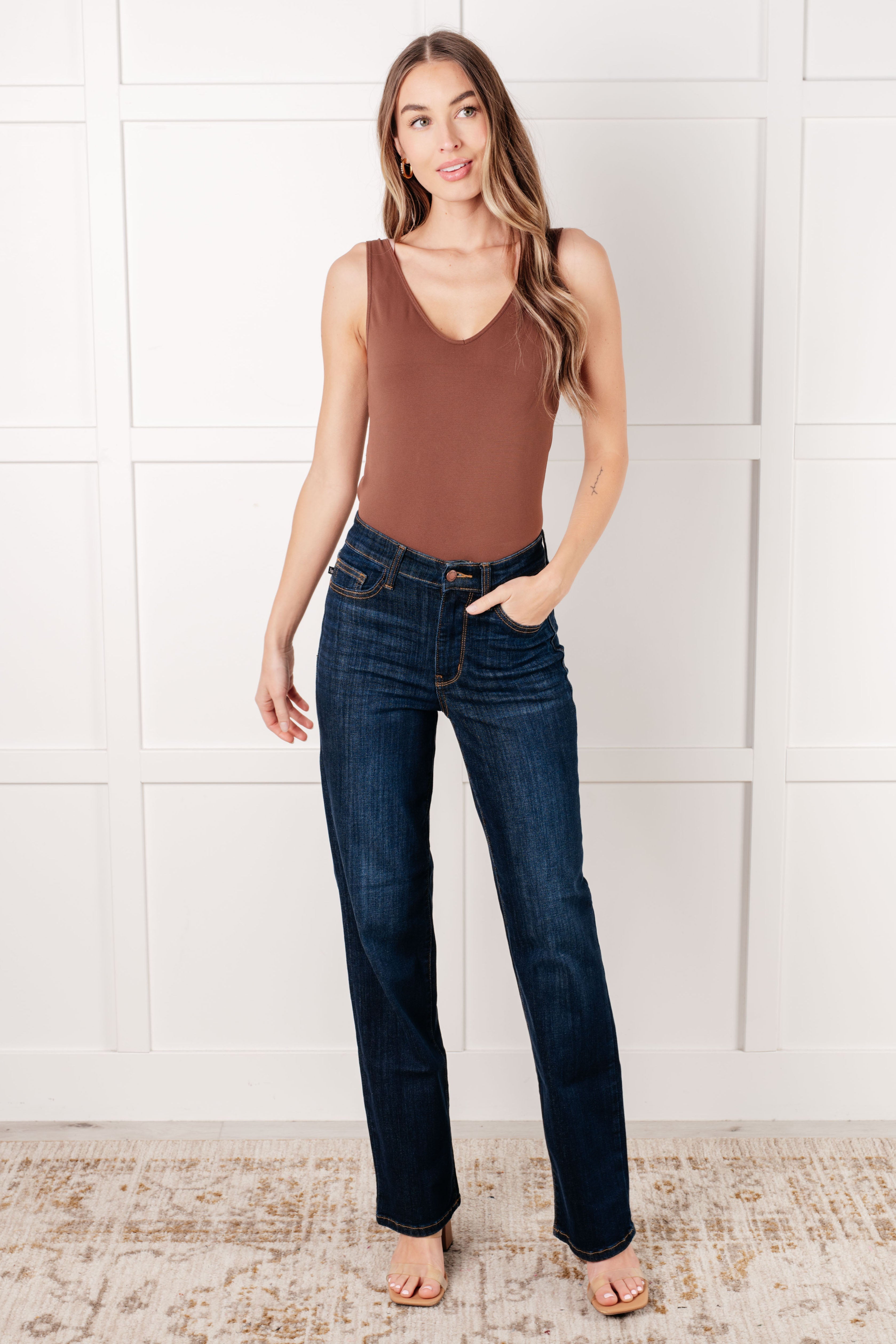 Alaina High Rise Classic Straight Jeans for Women - Slim Fit Stretch Denim Pants - Perfect for Casual Wear, Office & Date Nights