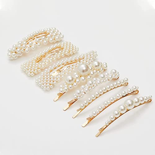FAMEZA 8 Pack Pearl Hair Clips for Women & Girls - Elegant Handmade Hair Barrettes for Wedding, Party & Everyday Use - Cute Hair Accessories for Bridal, Prom & Daily Styling