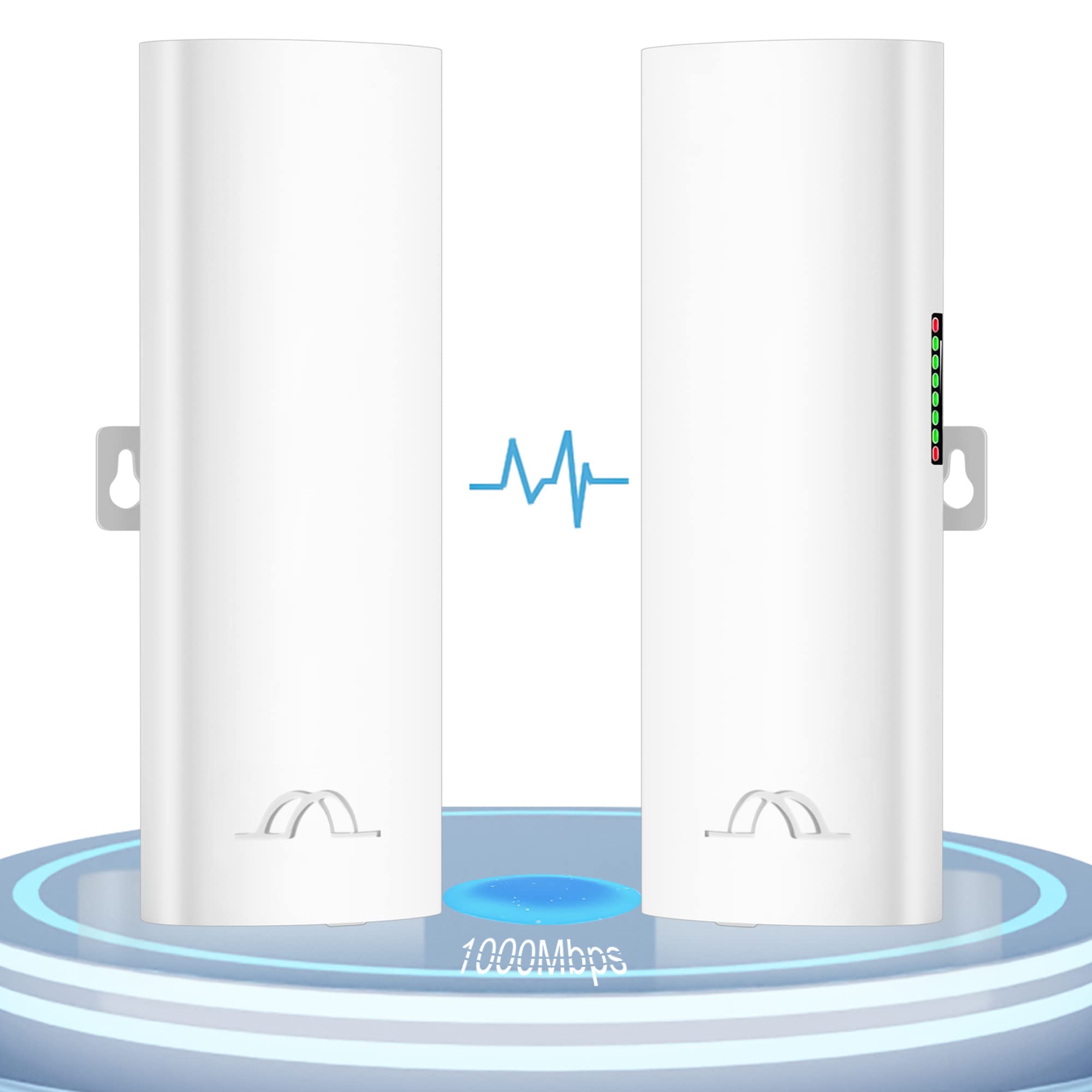 Bluedery CPE1200 5.8G Wireless Bridge - 1Gbps High-Speed Point to Point WiFi Outdoor CPE with 16dBi High-Gain Antenna | Long Range up to 3KM | Plug & Play | 24V PoE Power | IP65 Waterproof | 2-Pack | Ideal for Remote Offices, Security Cameras & Farm Connectivity