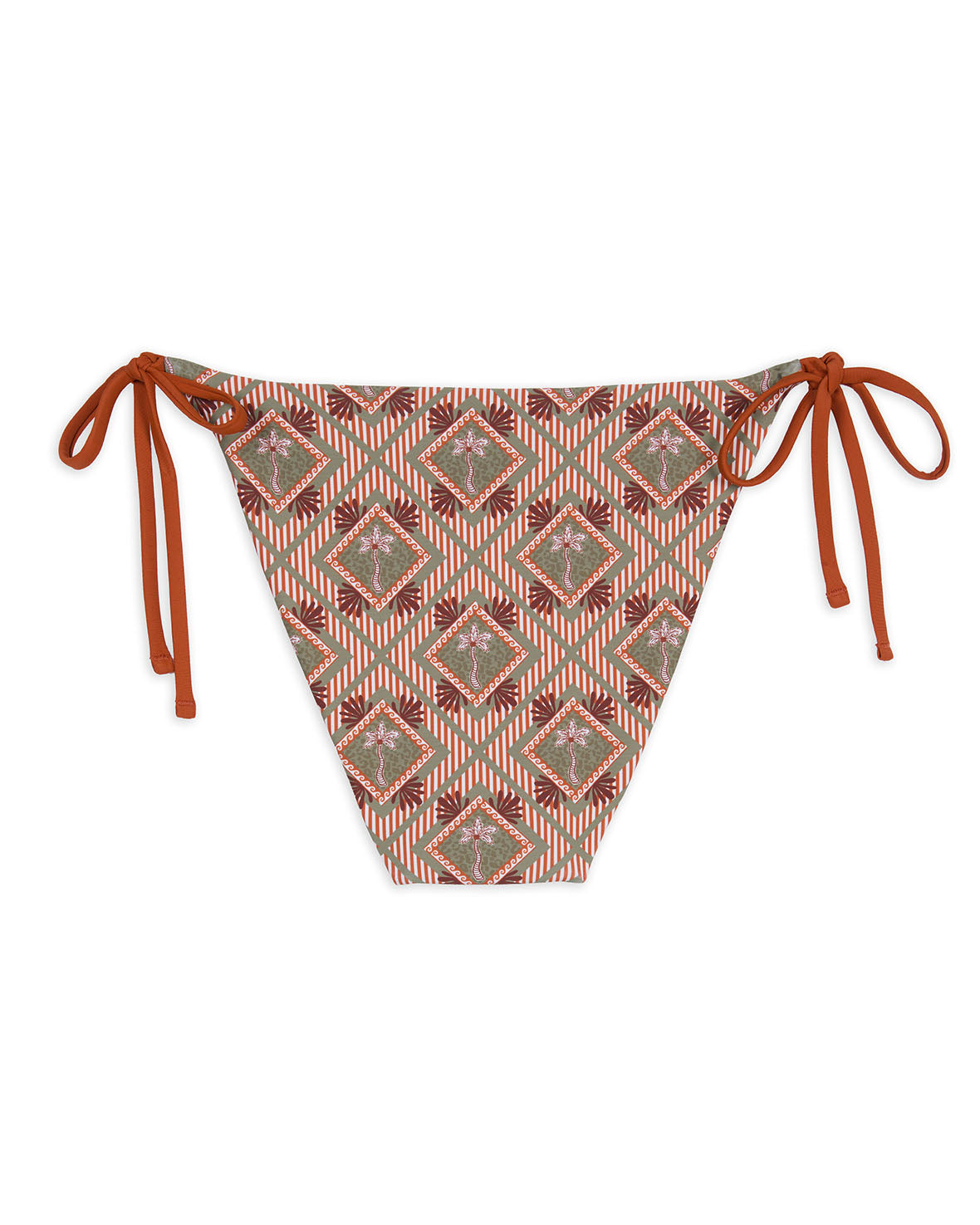Sexy Diamond Palm Print Tie Side Bikini Bottoms - High Waisted Swimwear for Women, Perfect for Beach Vacation & Pool Party