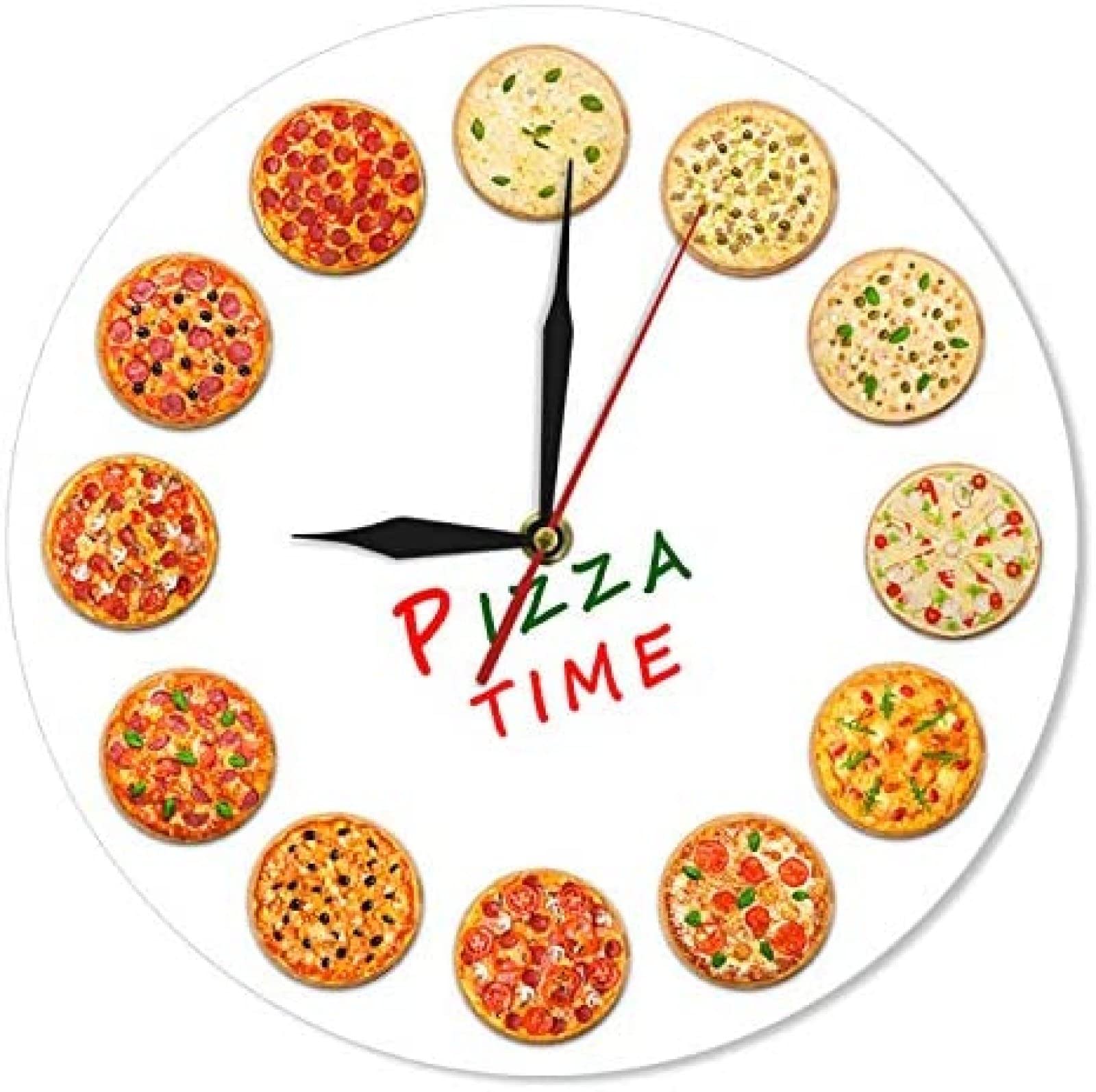 12 Inch Pizza Wall Clock - Italian Neapolitan Style Kitchen Decor for Restaurants & Home, Unique Gastronome Gift for Food Lovers | Perfect for Italian-Themed Dining Rooms, Pizzerias & Chef's Kitchen Decor