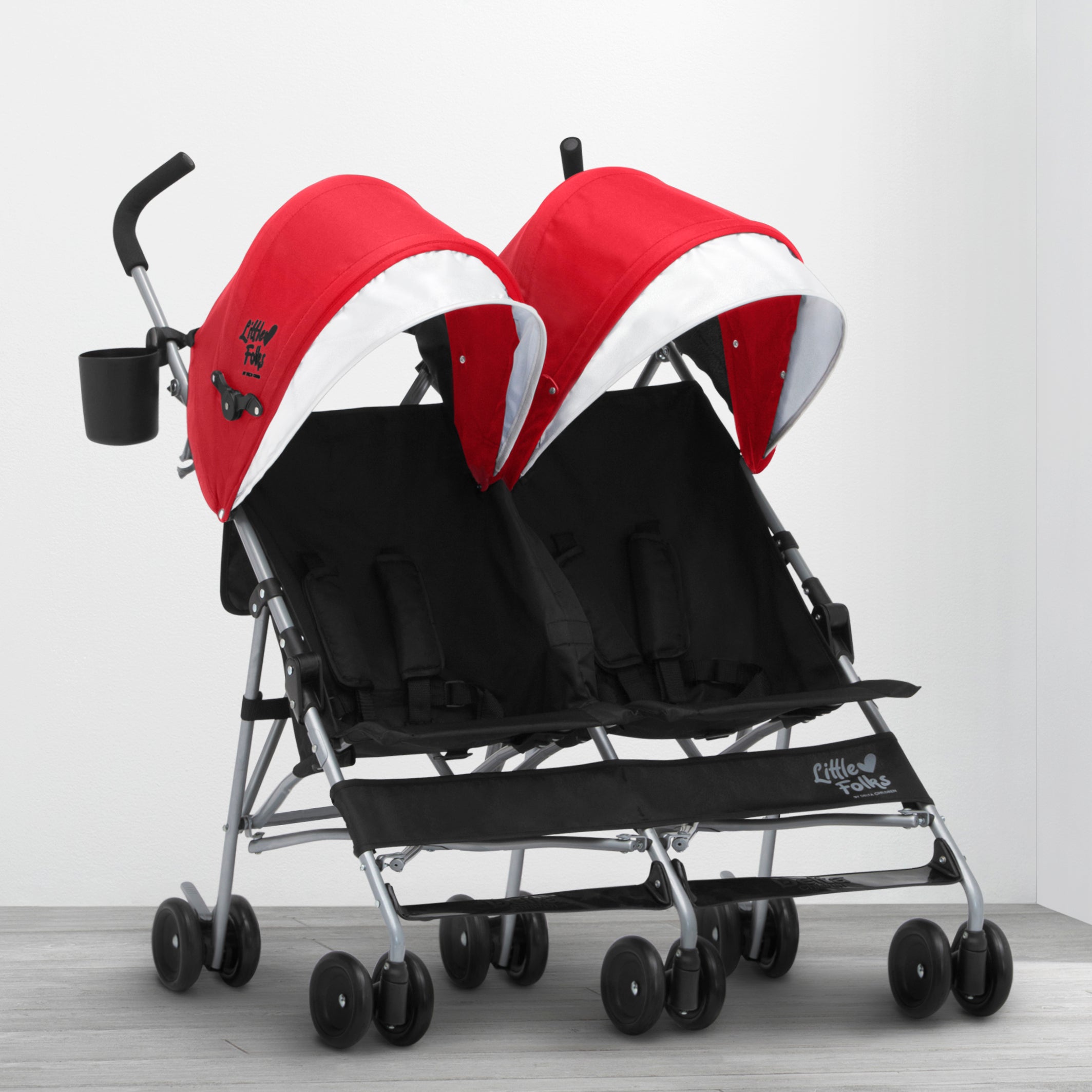 Olympia Side by Side Double Stroller for Twins - Lightweight Compact Foldable Baby Stroller with Canopy & Storage Basket - Perfect for Shopping, Travel & Outdoor Walks