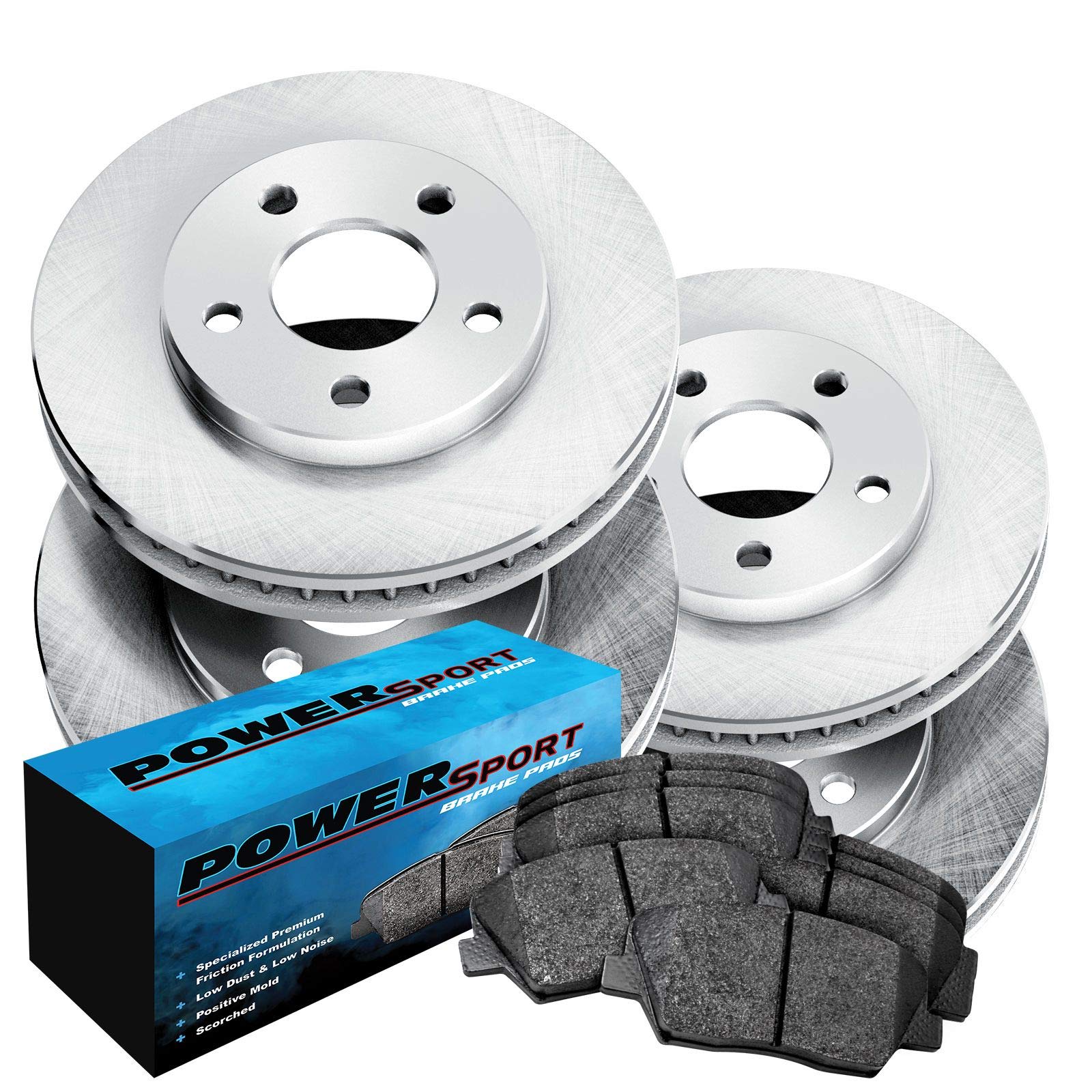 PowerSport Front & Rear Brake Pads and Rotors Kit - Semi-Metallic Brake System for 2006-2013 Chevrolet Corvette | High-Performance Braking for Sports Cars & Track Use