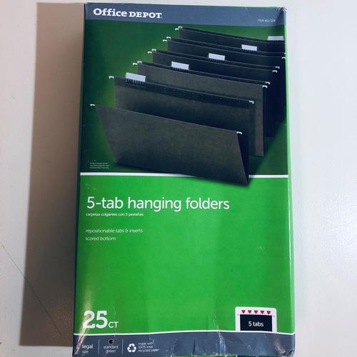 25-Pack Office Depot Hanging File Folders, Legal Size 14.75x9.25 Inches, Adjustable Tabs - Perfect for Office Organization, Document Storage & Filing Cabinets